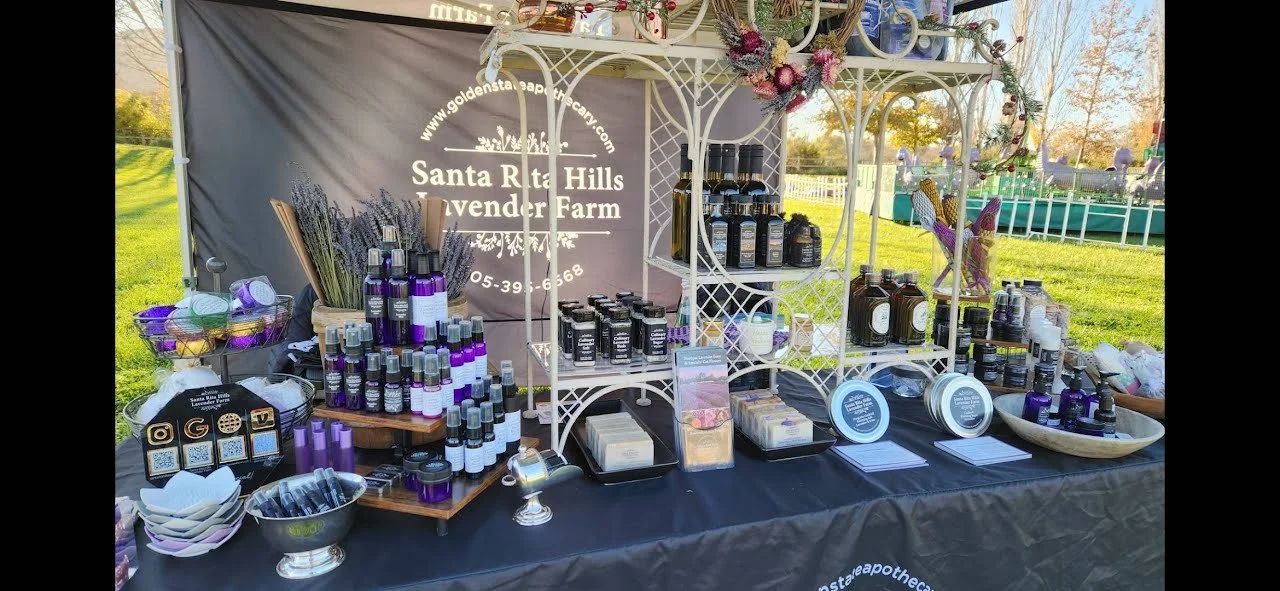 Pop up booth for Santa Rita Hills Lavender Farm, a lavender Farm in northern Santa Barbara County located minutes away from the Buellton and Solvang area
