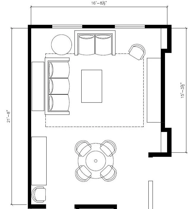 Living Room &amp; Dining Room Floor Plan