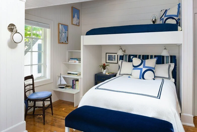 Maximize space AND style. Top bunk for me, please!

Photos 1 and 3 - @homecomingphotography @heather.neurer 

Photos 2, 4, and 5 - @spacecrafting_photography

#rlhlakeokobojihome #rlhlakesidegetaway #bunkbeds #classicinteriors #designingcoasttocoast 