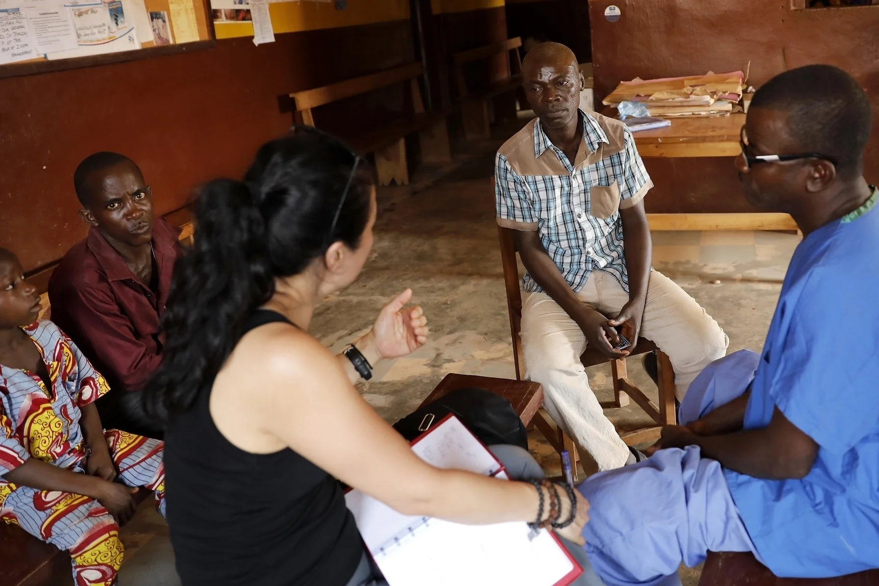 Z talking to hospital workers .JPG