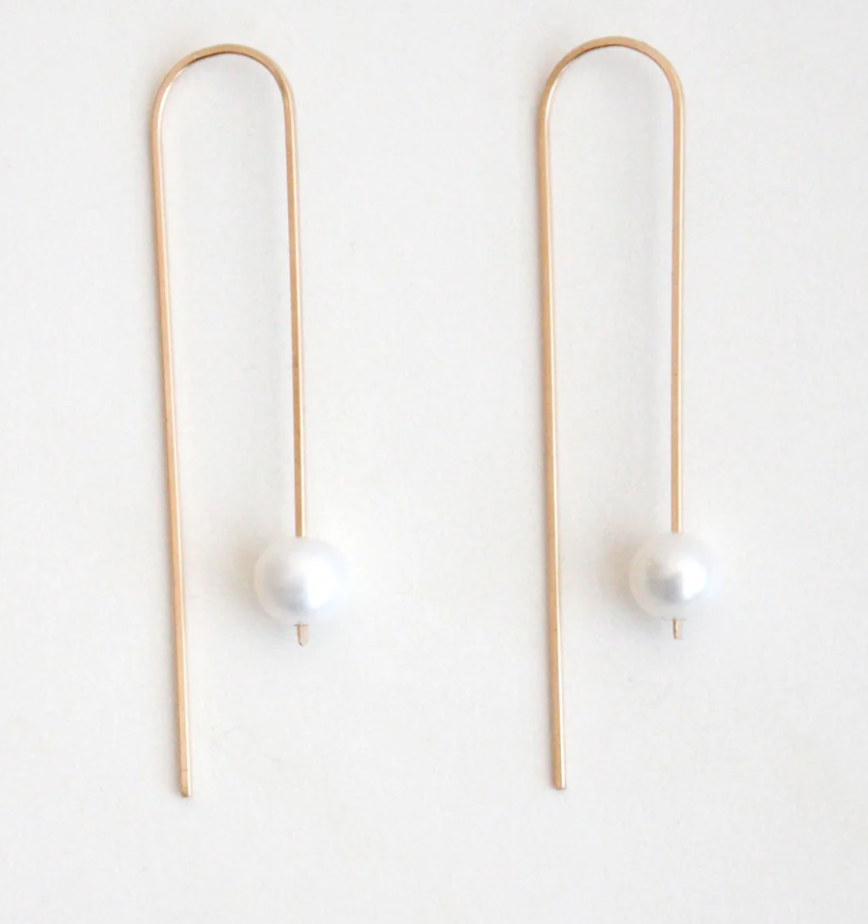 LONG LARGE PEARL THREADER