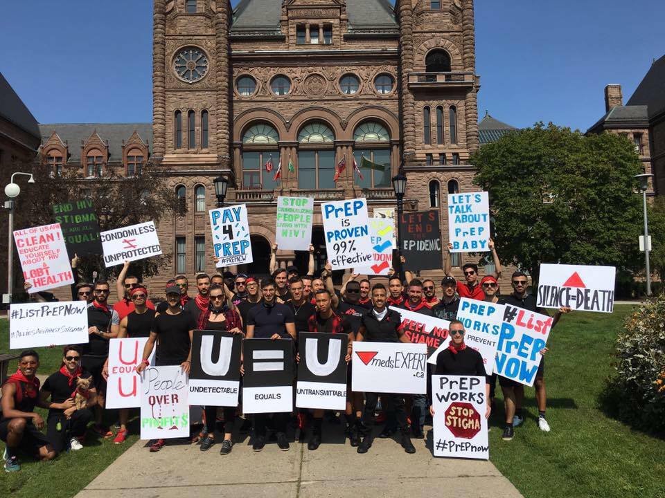 Our team of Allies Against Stigma at the AIDS Walk TO outside Queenspark