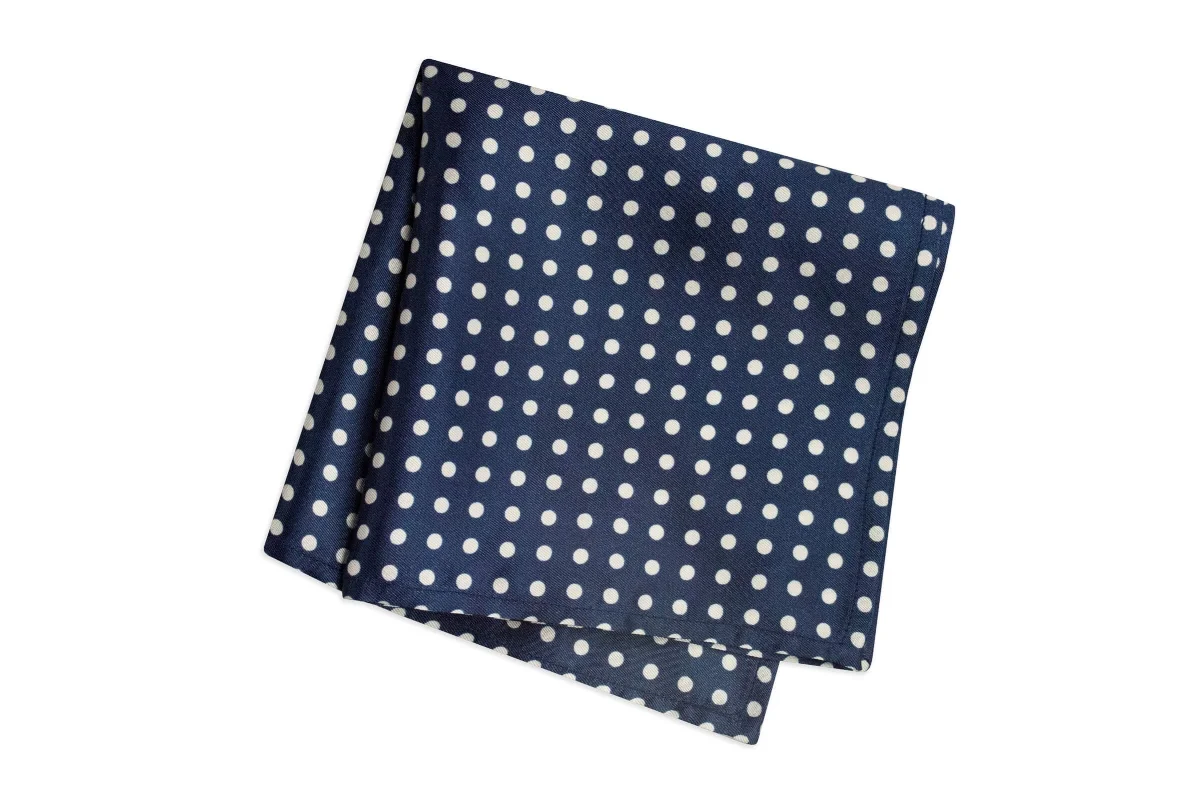 NAVY POLKA-DOT POCKET SQUARE