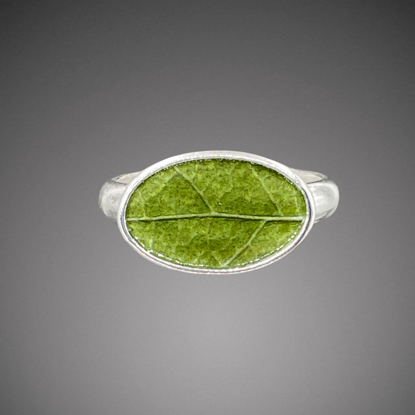 Enamel Leaf Signet Ring