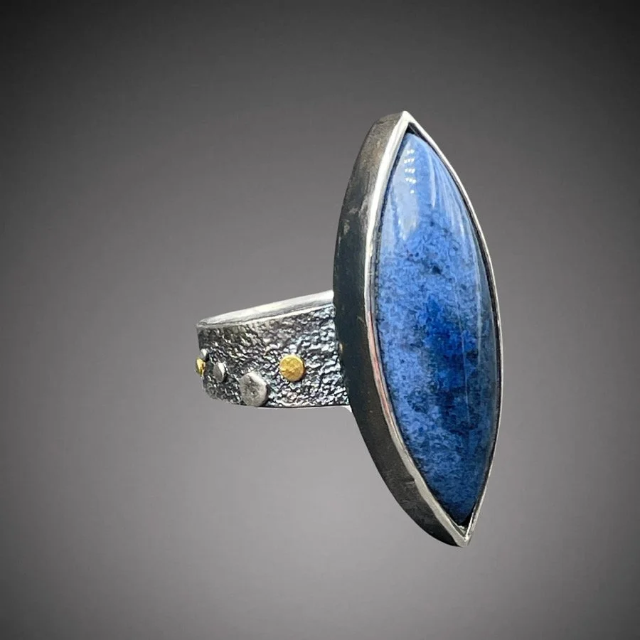 Lapis Pebble texture Ring