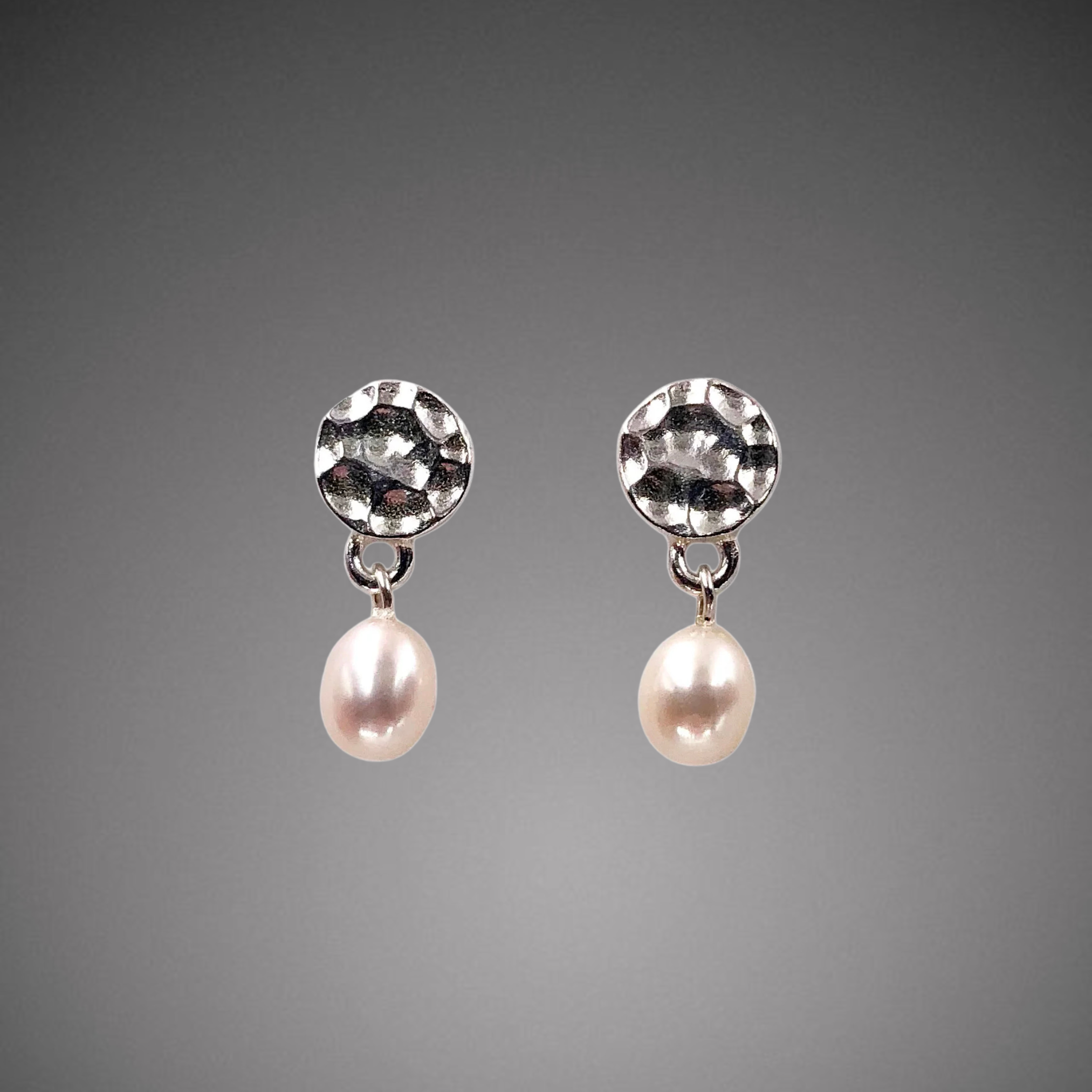 Mini Full Moon Studs with Pearl Drops