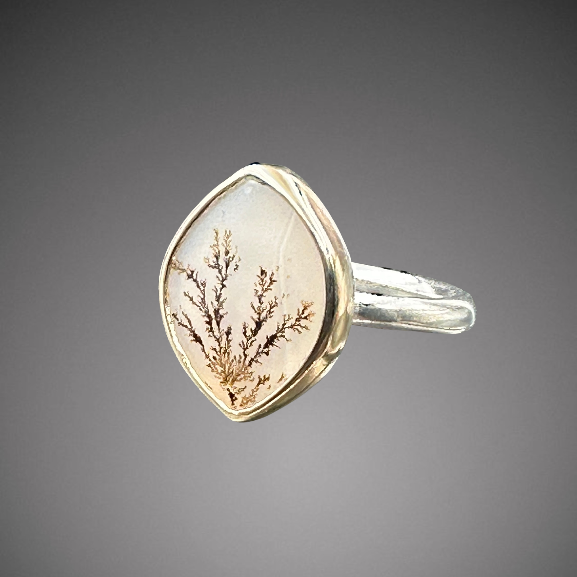 Dendritic Agate set in 14k gold