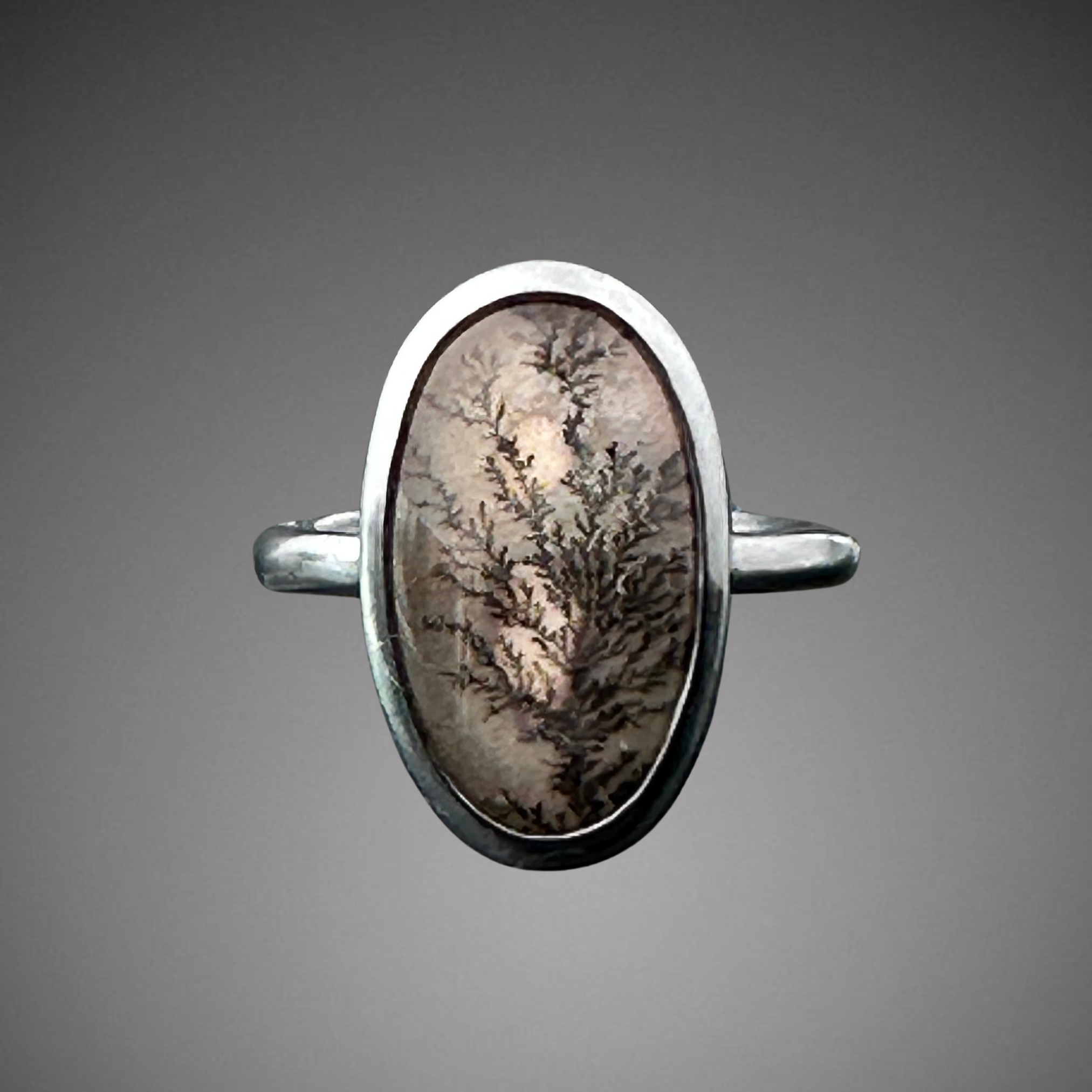 Dendritic Agate set in oxidized sterling silver