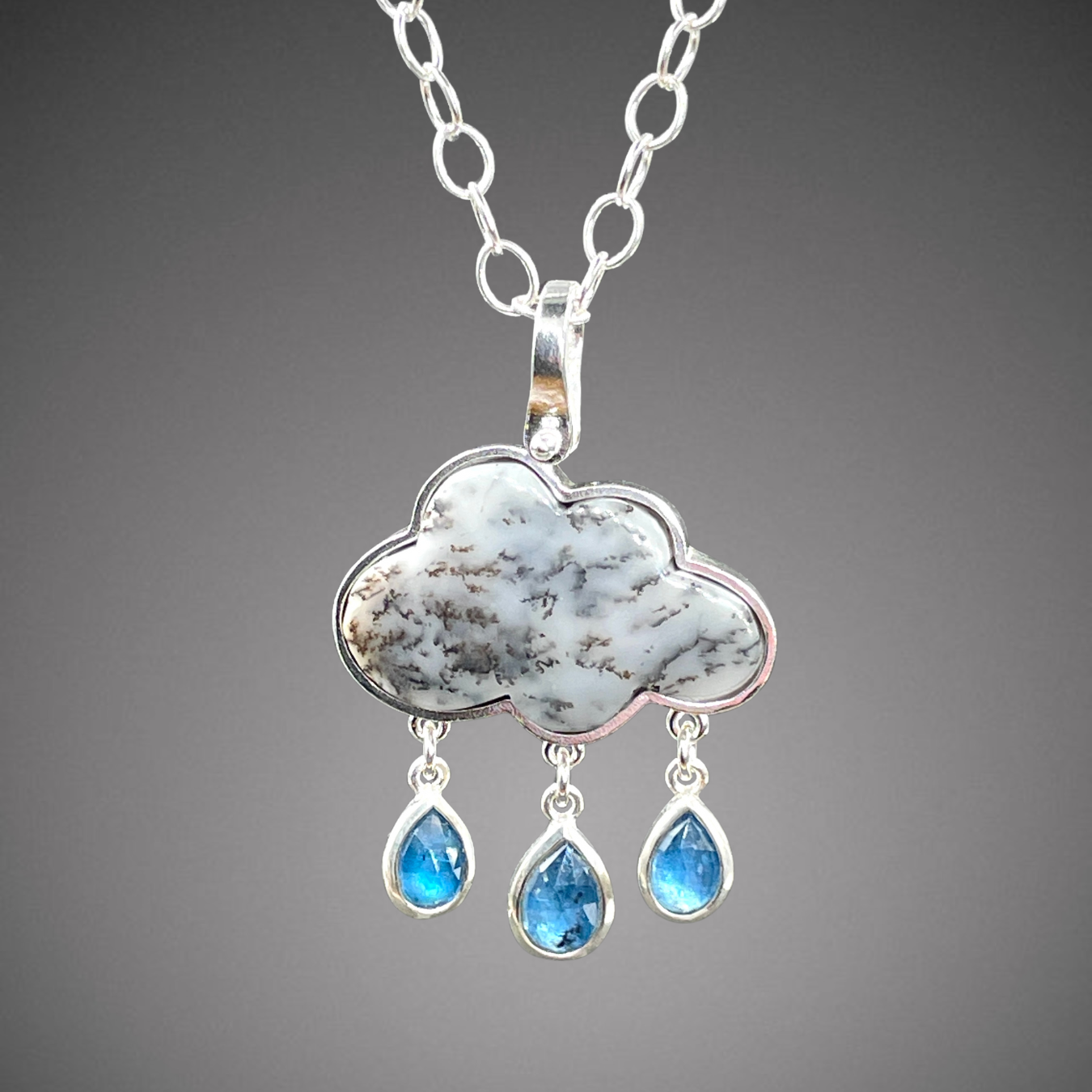 Dendritic Opal Cloud Pendant (3 drop)