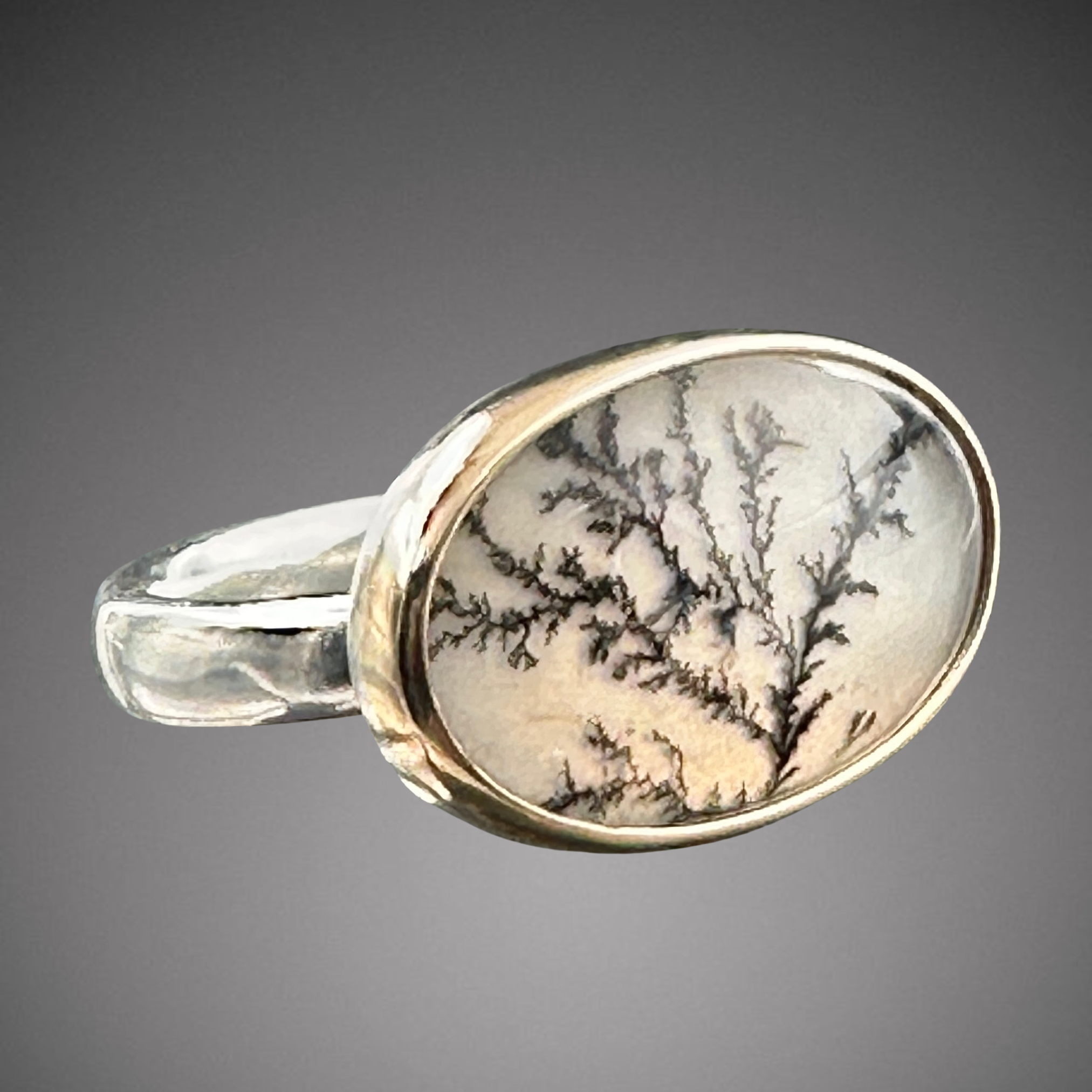 Dendritic Agate set in 14k gold