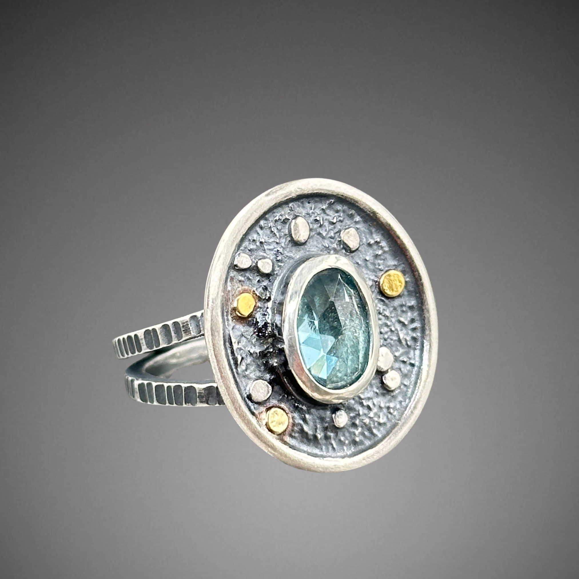 Lg Oasis Ring with blue zircon