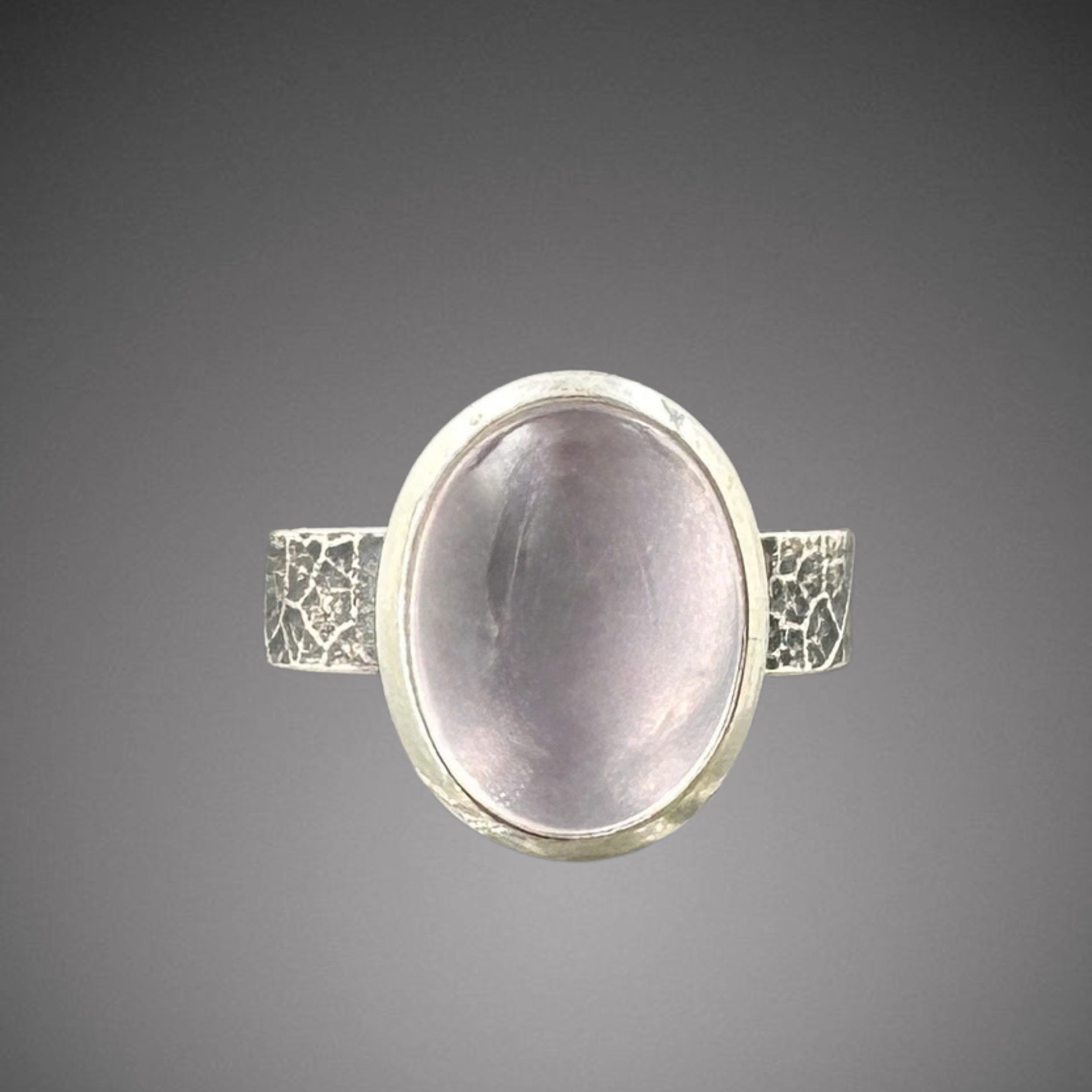 Rose Quartz on Leaf band size 7.25