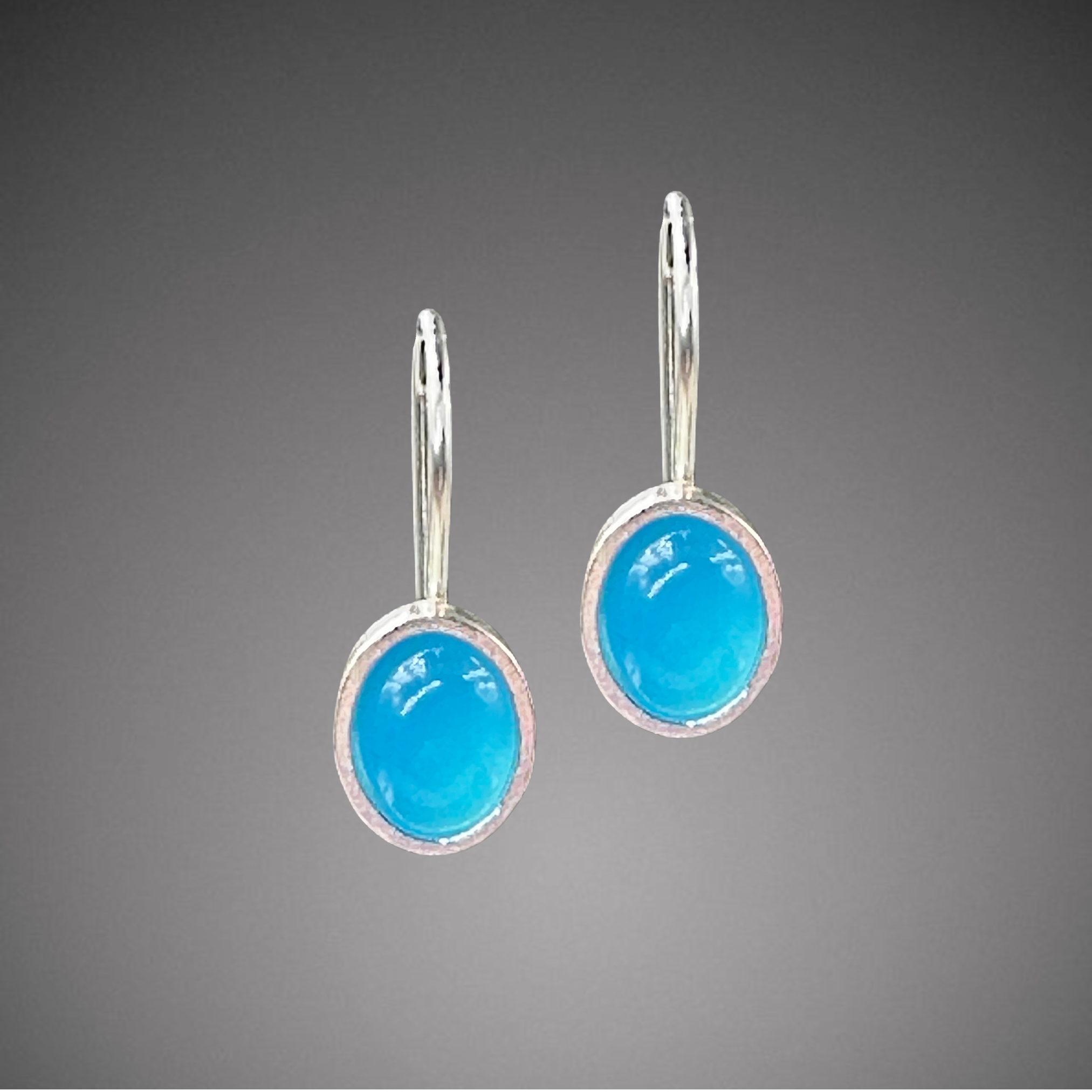 Blue Chalcedony oval earrings