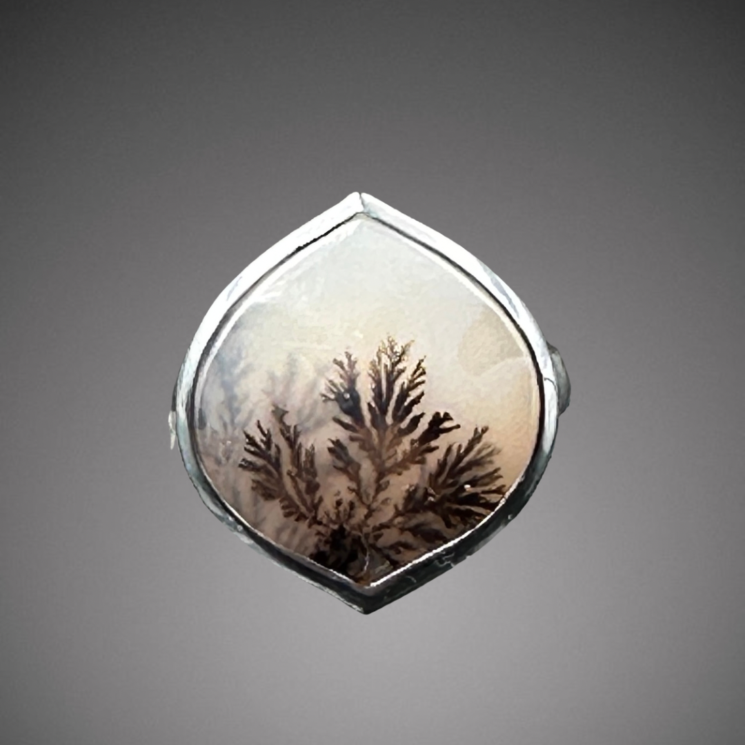 Dendritic Agate set in oxidized sterling silver