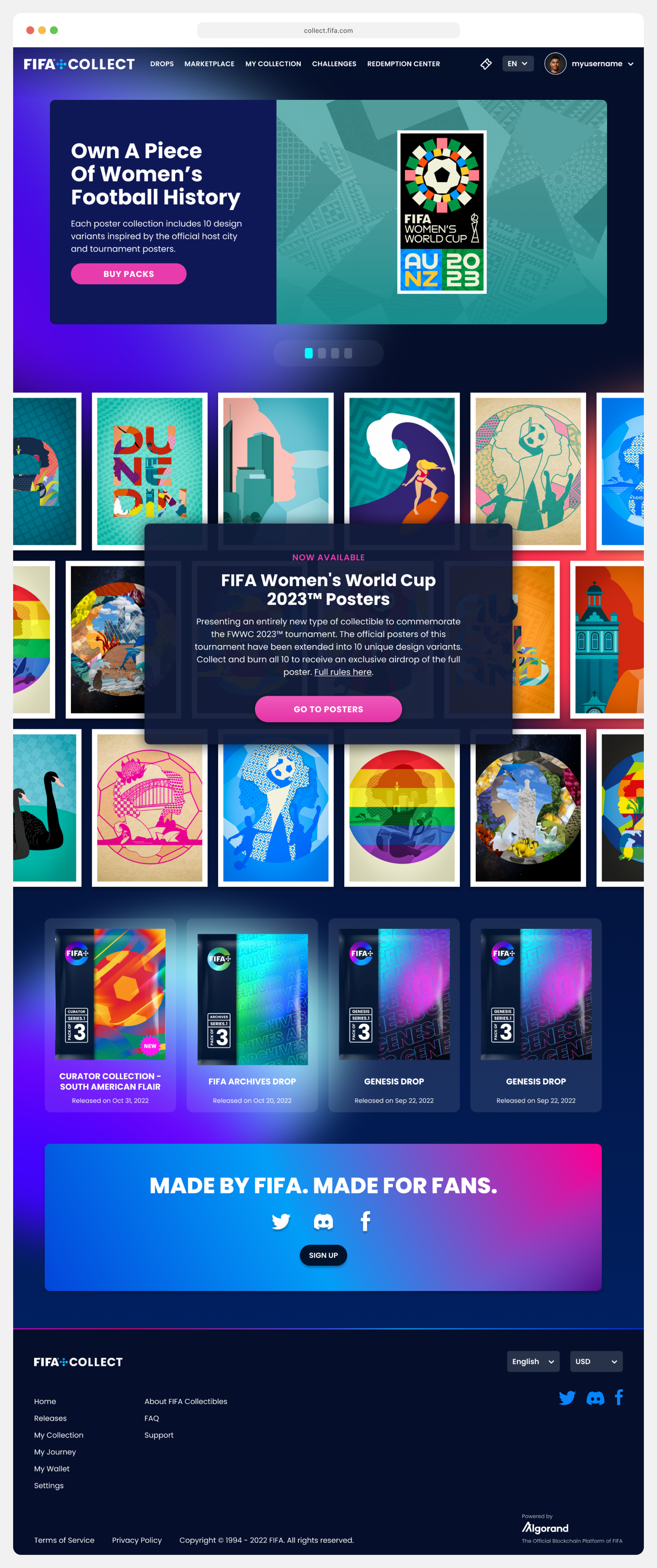 FIFA+ Collect Home Page