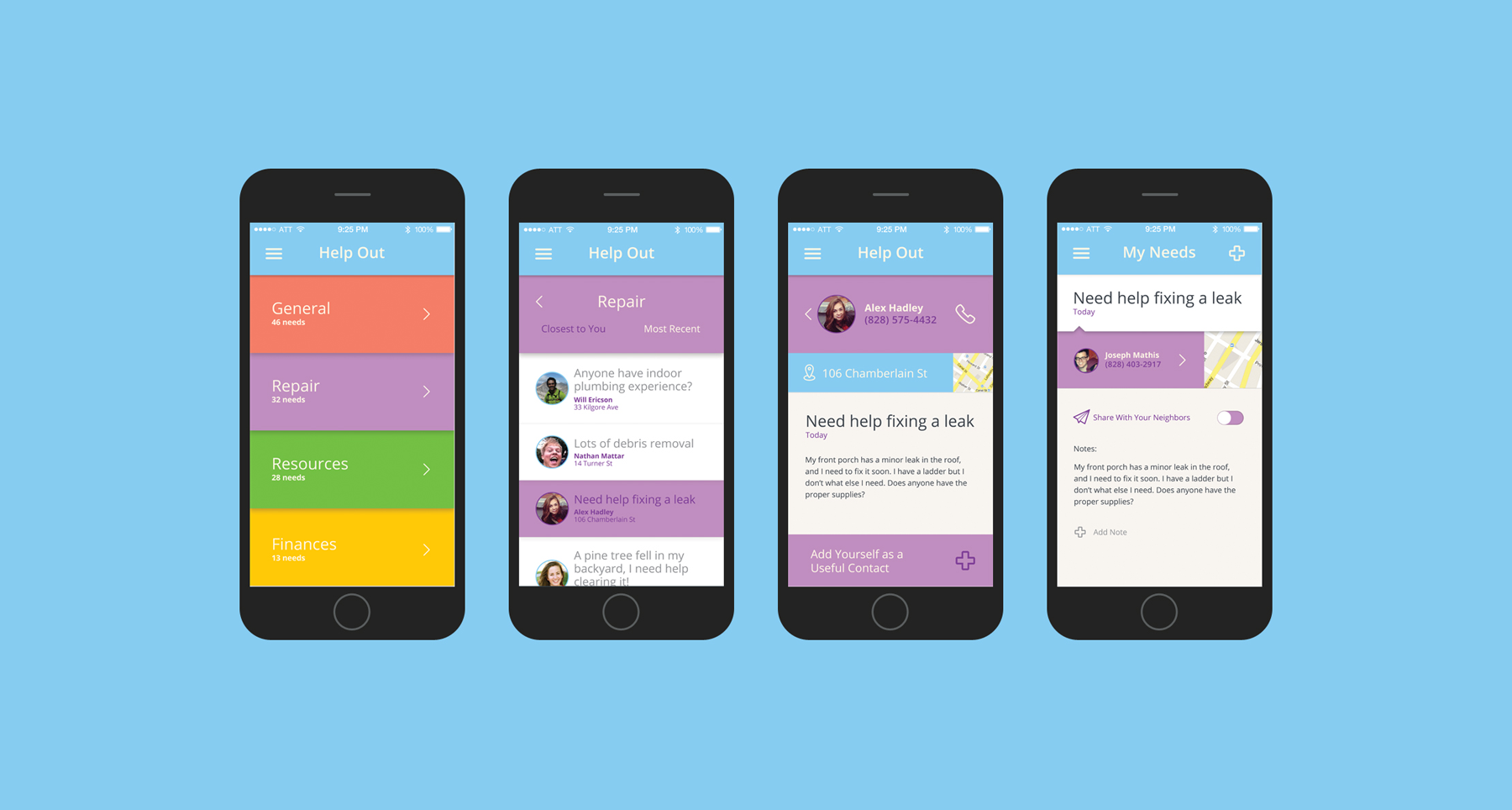 Recoup was a year-long project at NC State University’s College of Design . This mobile concept was designed to streamline the insurance process in the wake of a natural disaster.