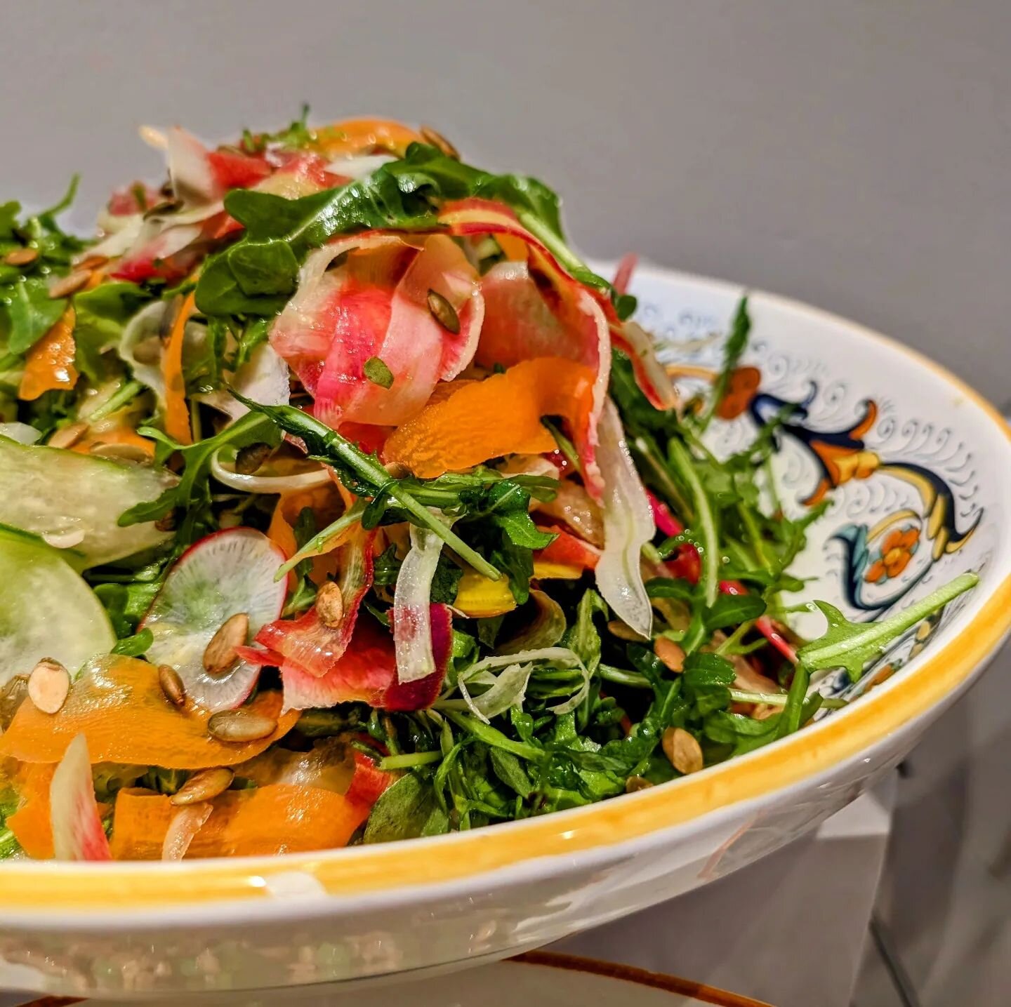 Shaved market veggie salad! All the colors, lots of crunch.