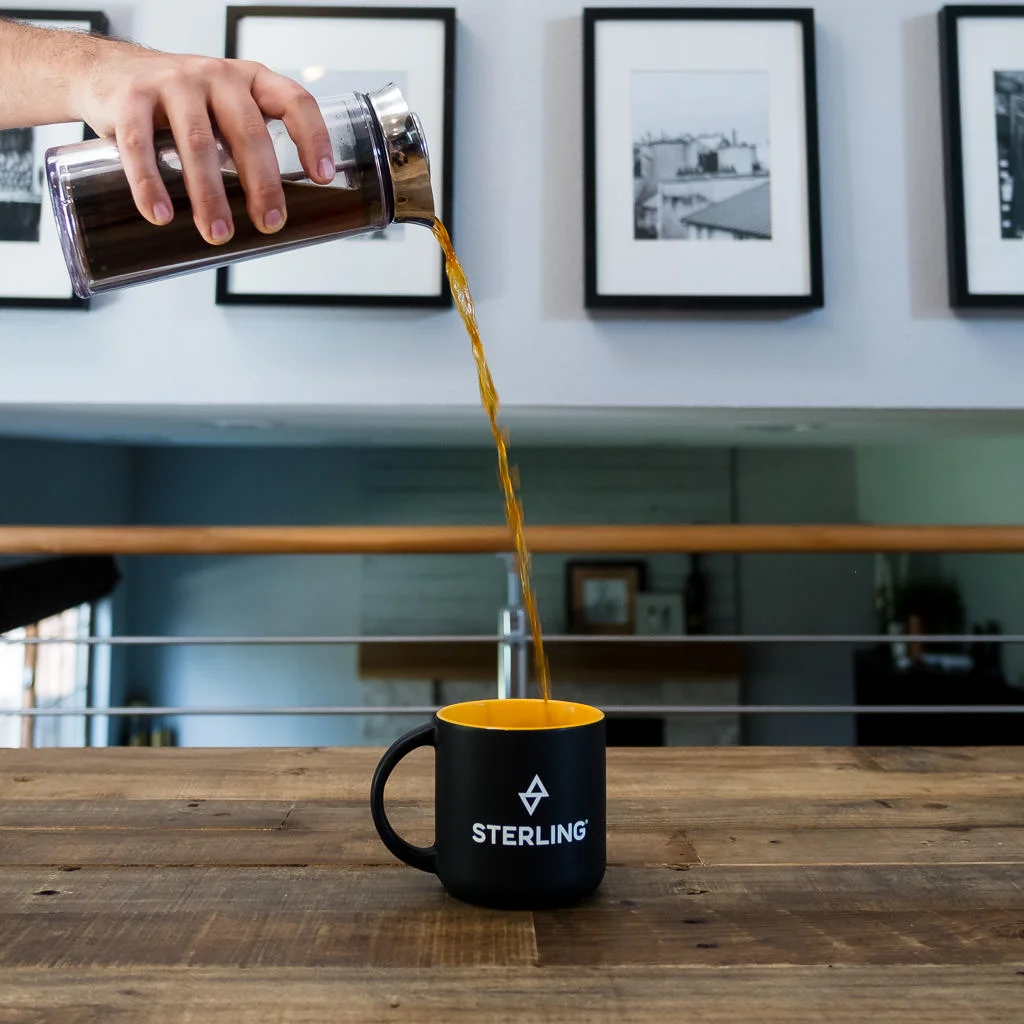 Serve coffee after brewing in the American Press