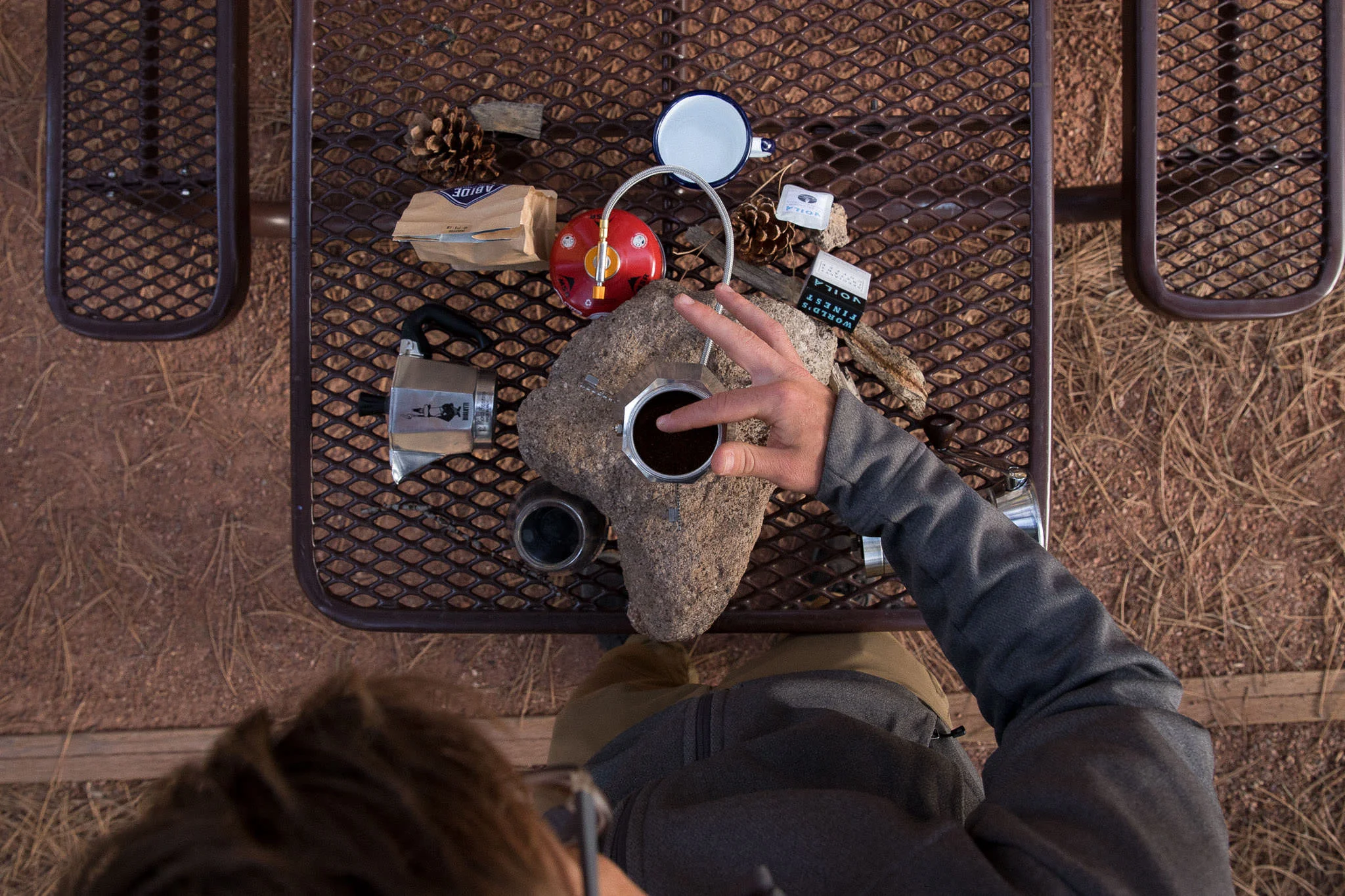 Fill the Moka Pot filter basket with ground coffee