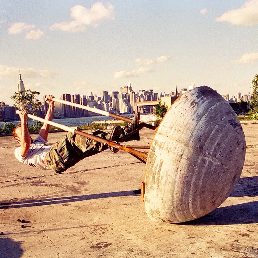 Riding the Human Weeble Wobble on the Williamsburg, Brooklyn waterfront in 1995