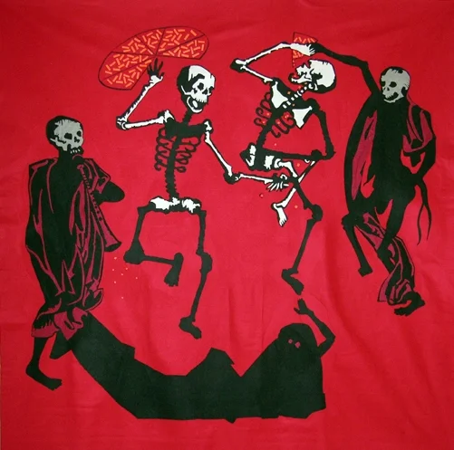 Dance Of The Dead Pan Pizza, felt fabric banner, approximately 7ft x 7ft