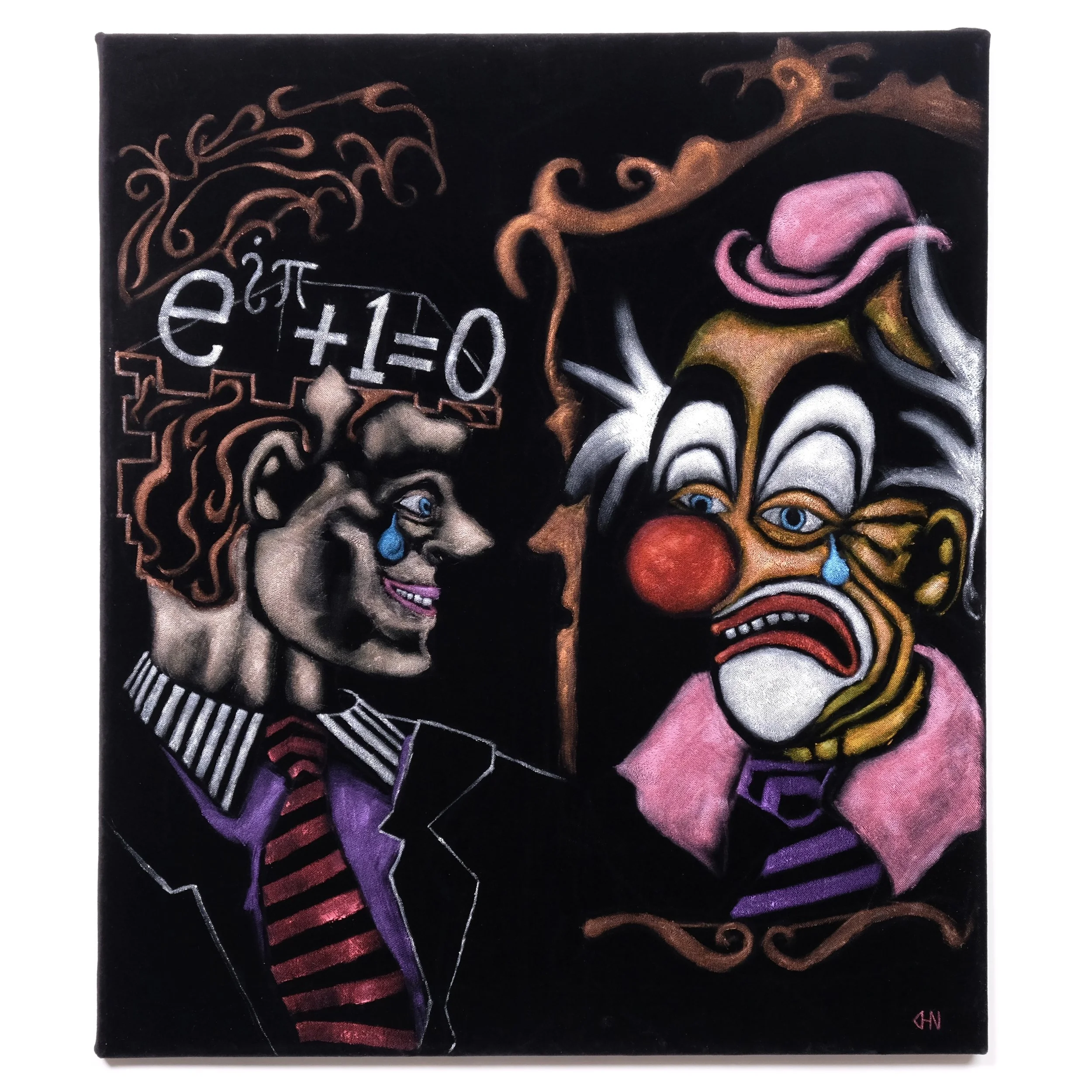 Mental Math, 2025  22"x19" black velvet painting- SOLD!!