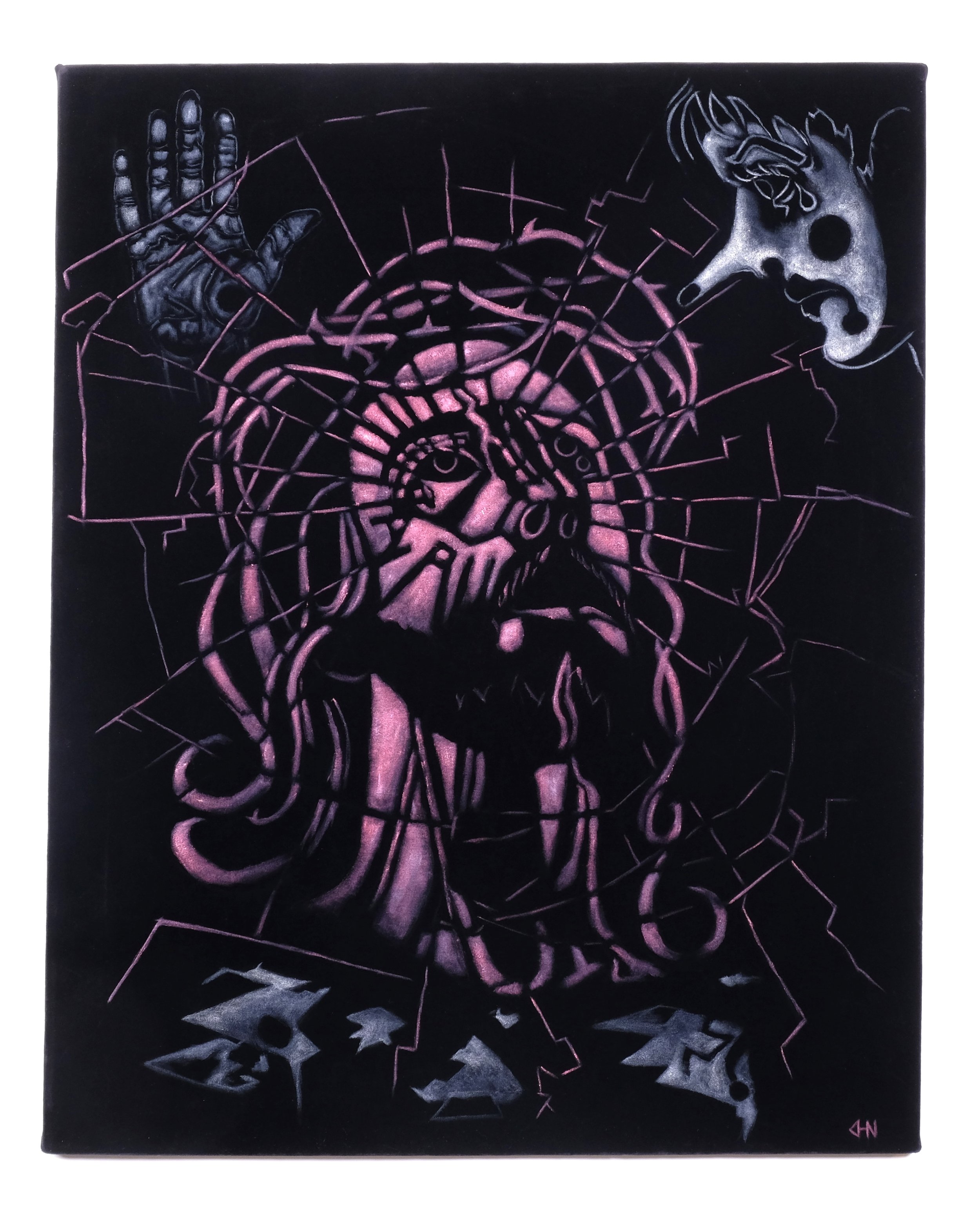Cracked Jesus With Mime, 30"x24" 2026