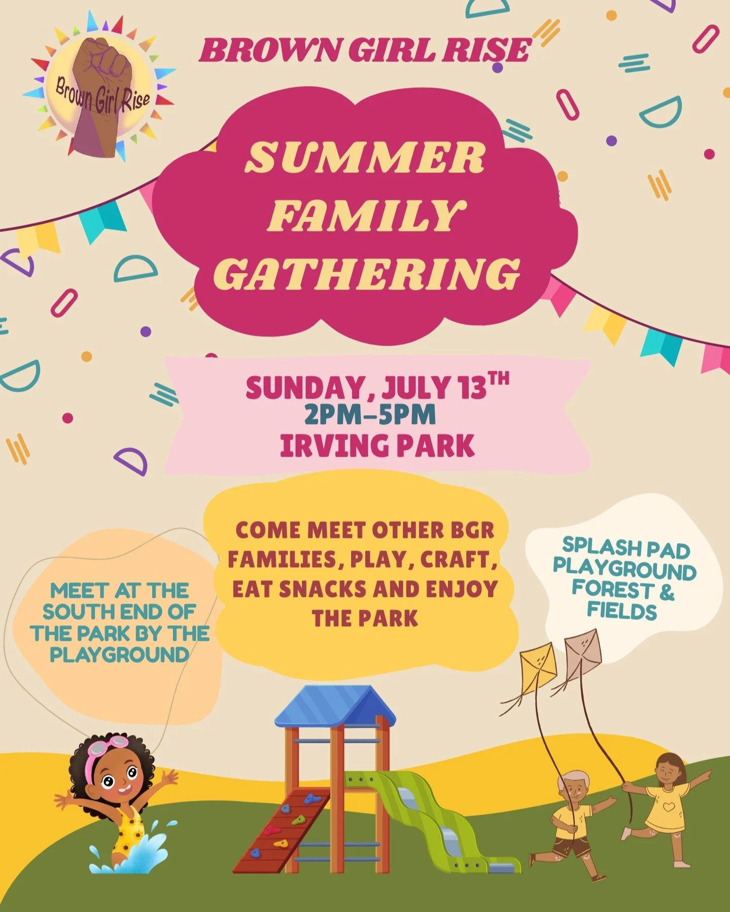 Join BGR families for a cute summer hang at Irving Park! We'll be on the south end of the park by the playground. Look for out sign!