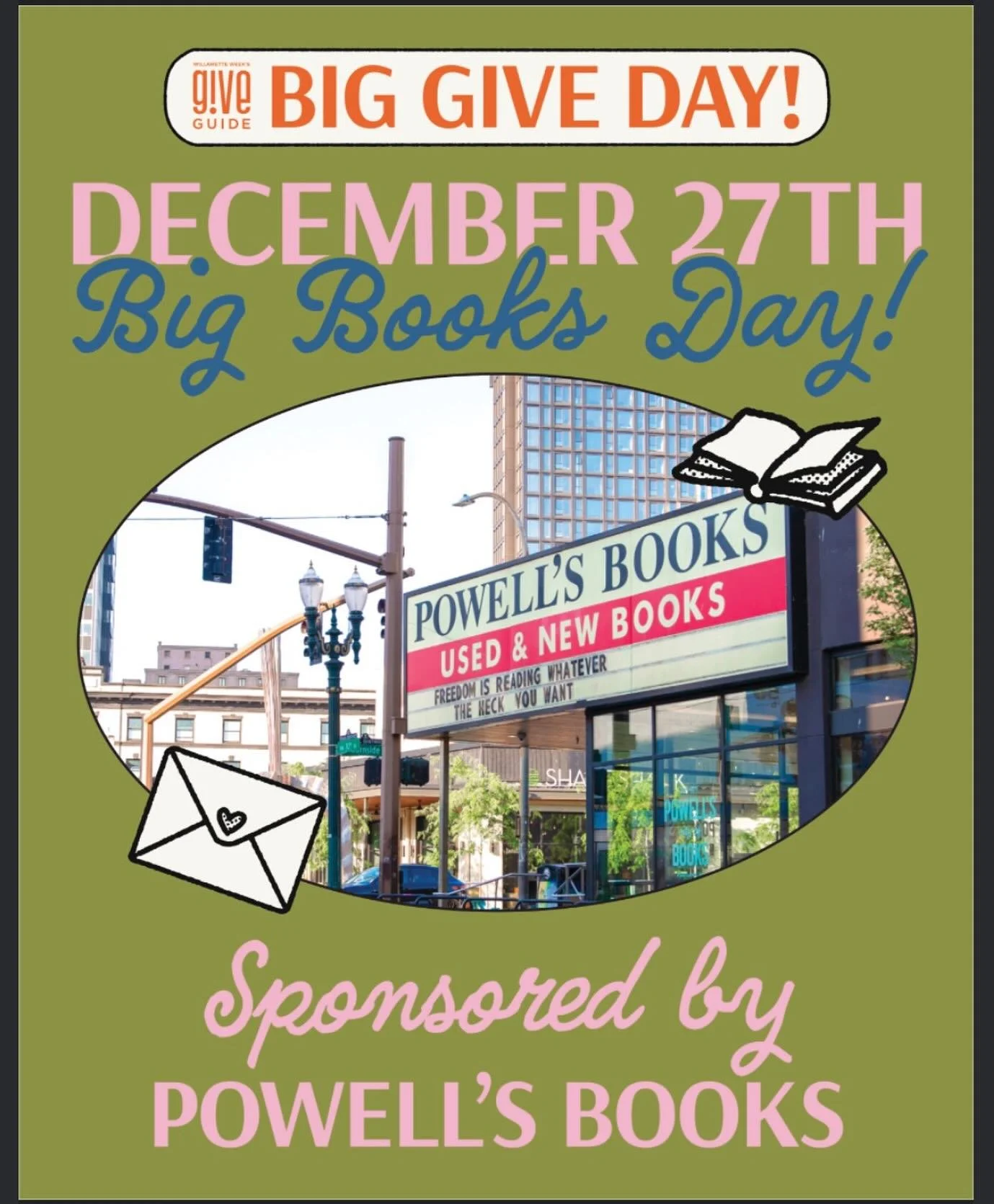 Today&rsquo;s Big Give Day Prize

📖 Put that book down &mdash; it&rsquo;s time to win even more books!

Every $10+ donation is one entry, and there&rsquo;s no limit to how many times you can give. 📚 If you&rsquo;re 35 and under: you have a second c