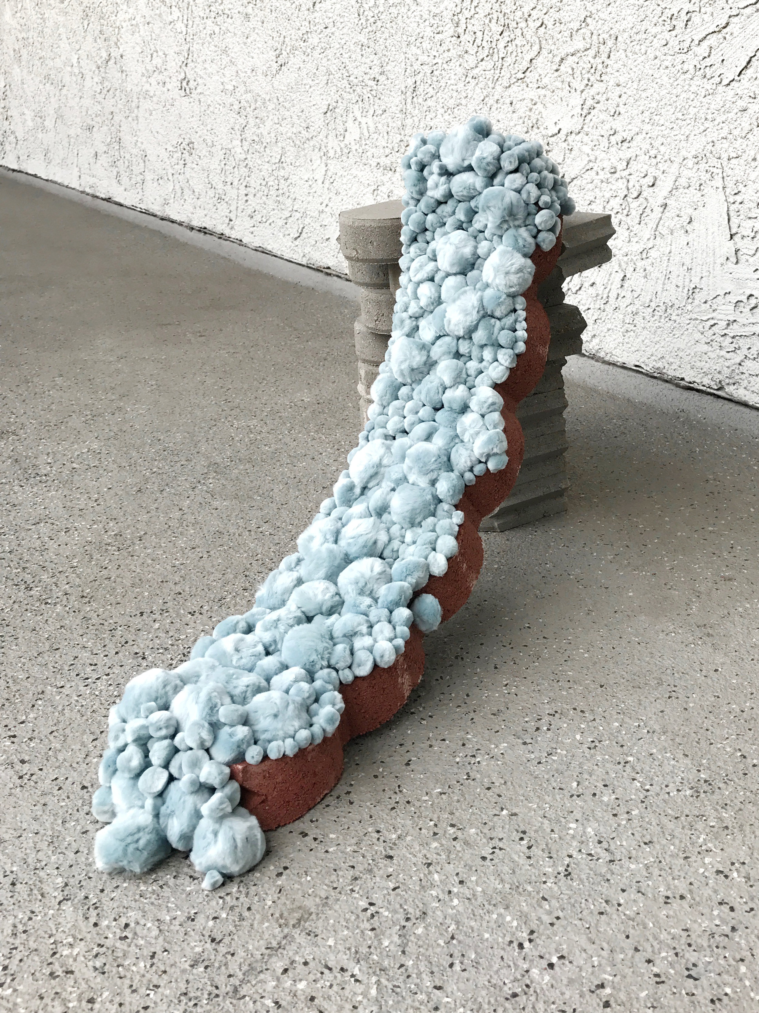    Frozen Crystals  , 2017  Brick and pompom 18x26x26 inches 
