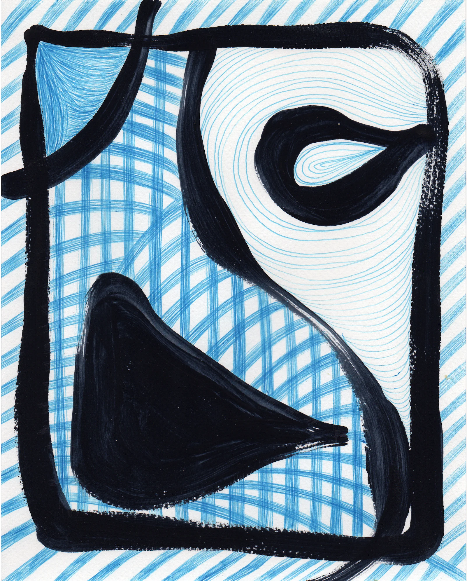 Untitled , 2014 ballpoint pen and flashe on paper 9x7 inches