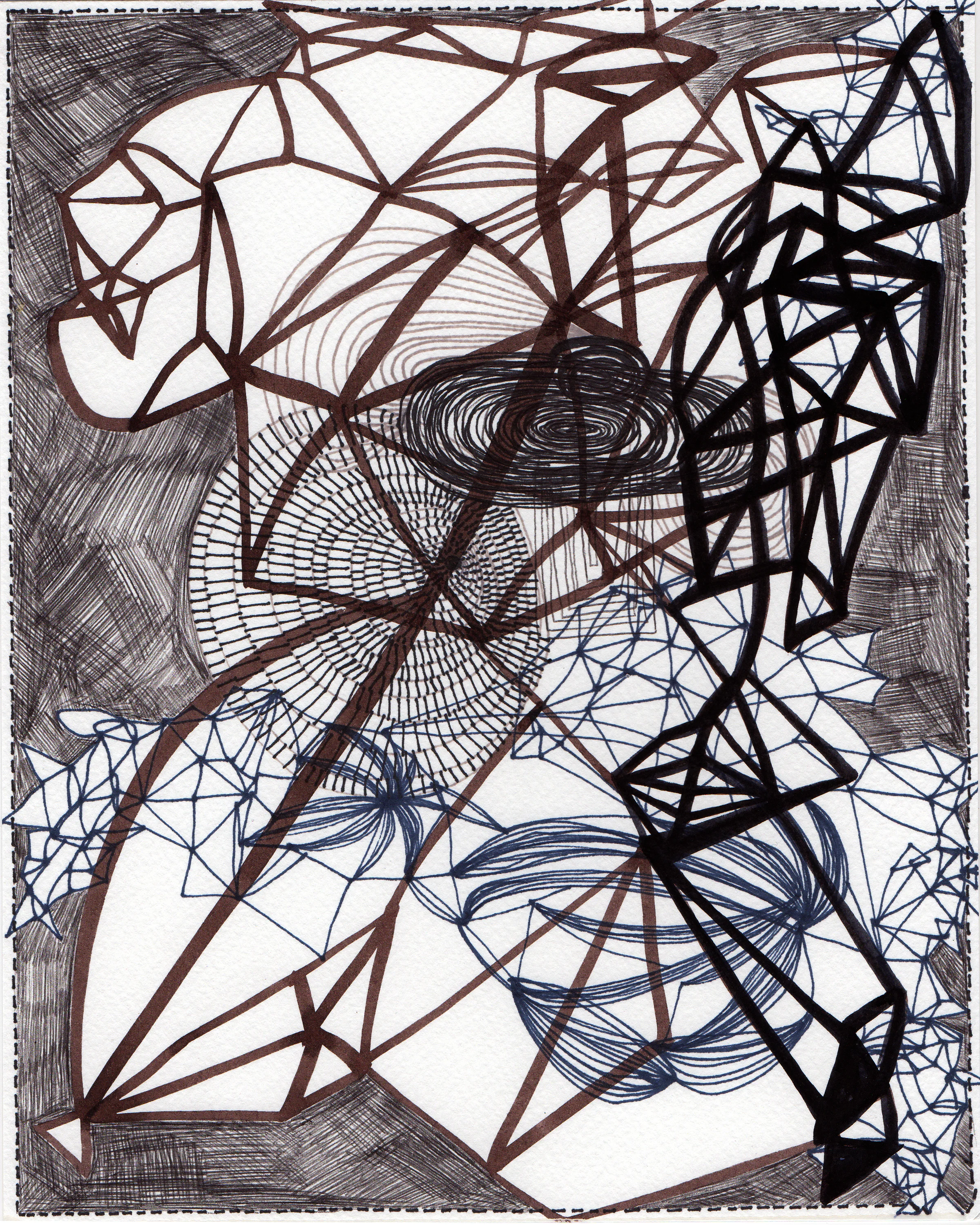 Untitled , 2014 Ballpoint pen, sharpie, and ink on paper 9×7 inches