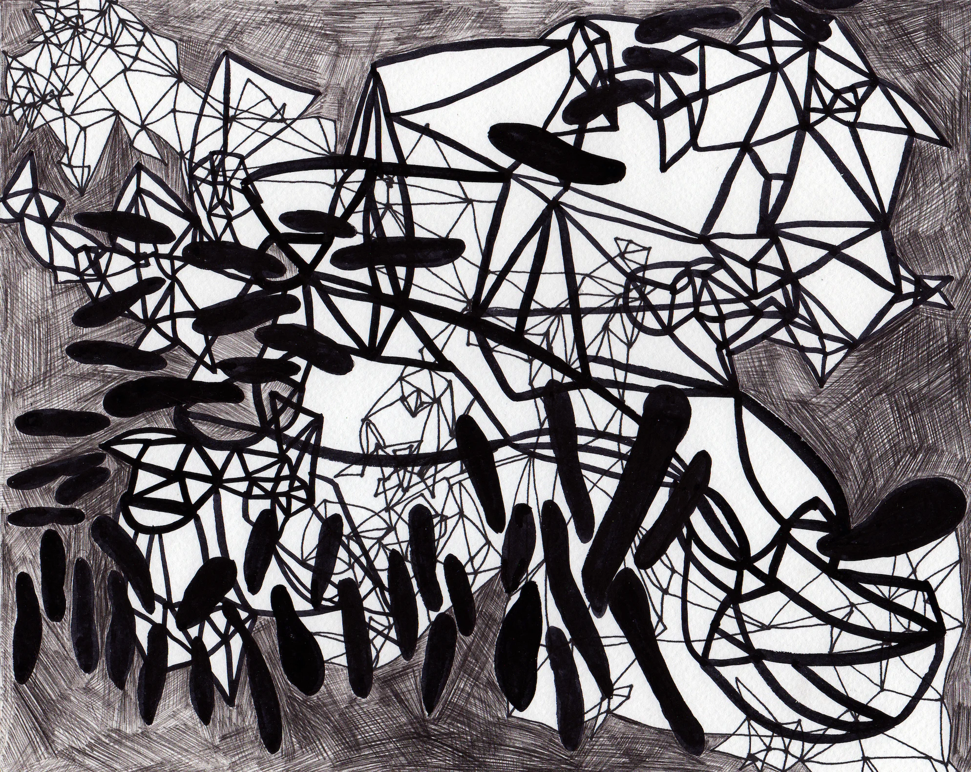 Search For The Nirvana , 2014 Ballpoint pen, sharpie, and ink on paper 7×9 inches