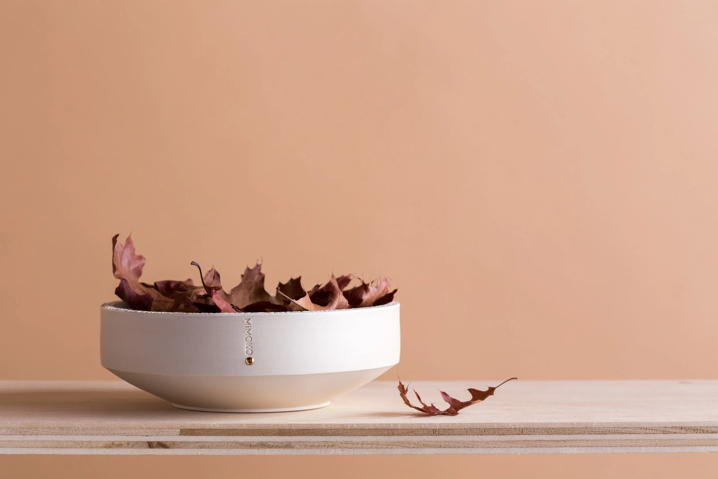 MiMOKO Ceramics | Shallow dish with dried leaves