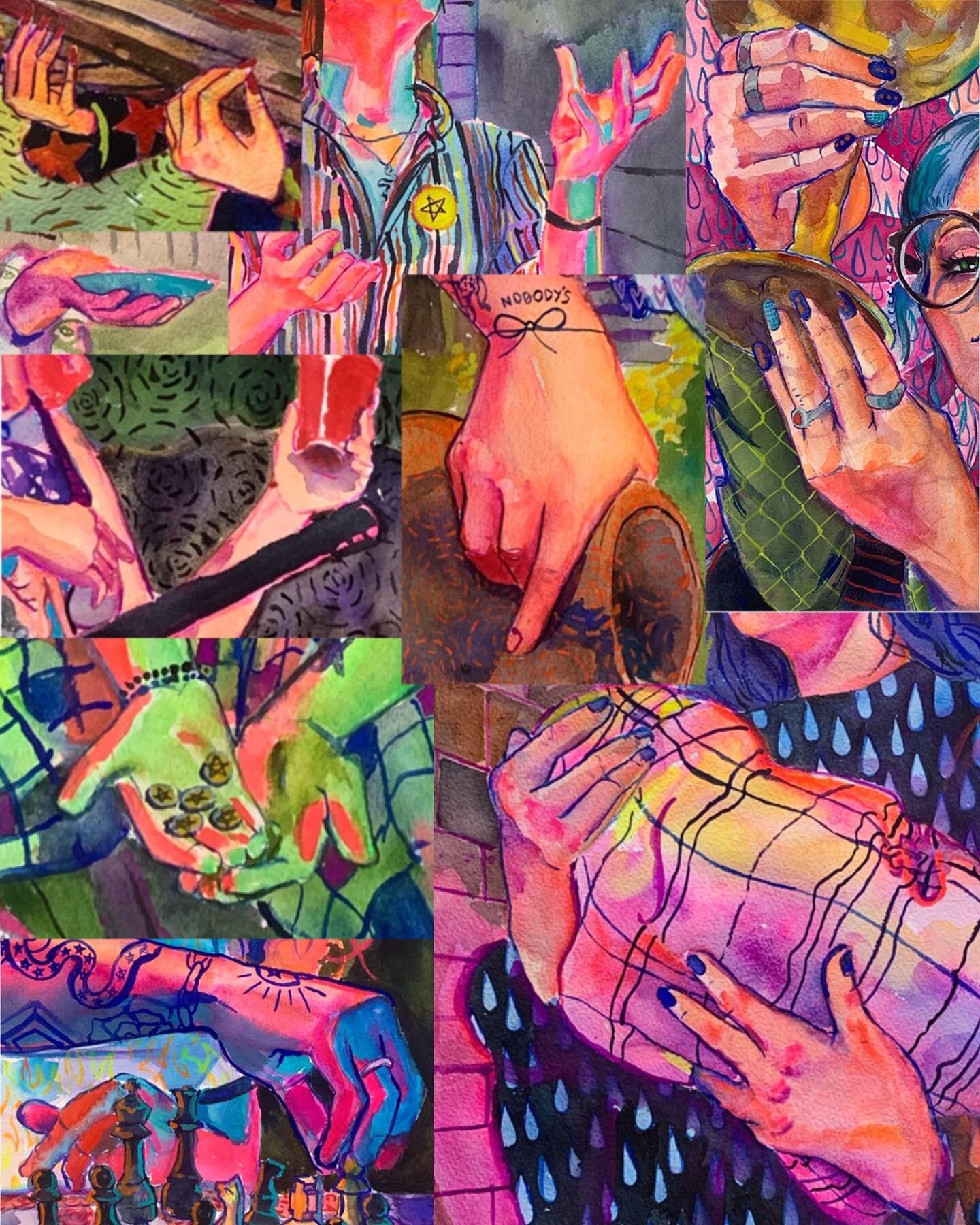 Hands  #tarot #tarotart #tarotcards #tarotdeck #watercolor #watercolorpainting #watercolourpainting #watercolorart #portrait #portraitpainting #painting #queerart #queerartist #slcart #slcartist  #artistsoninstagram #artist #artofinstagram #artofthed