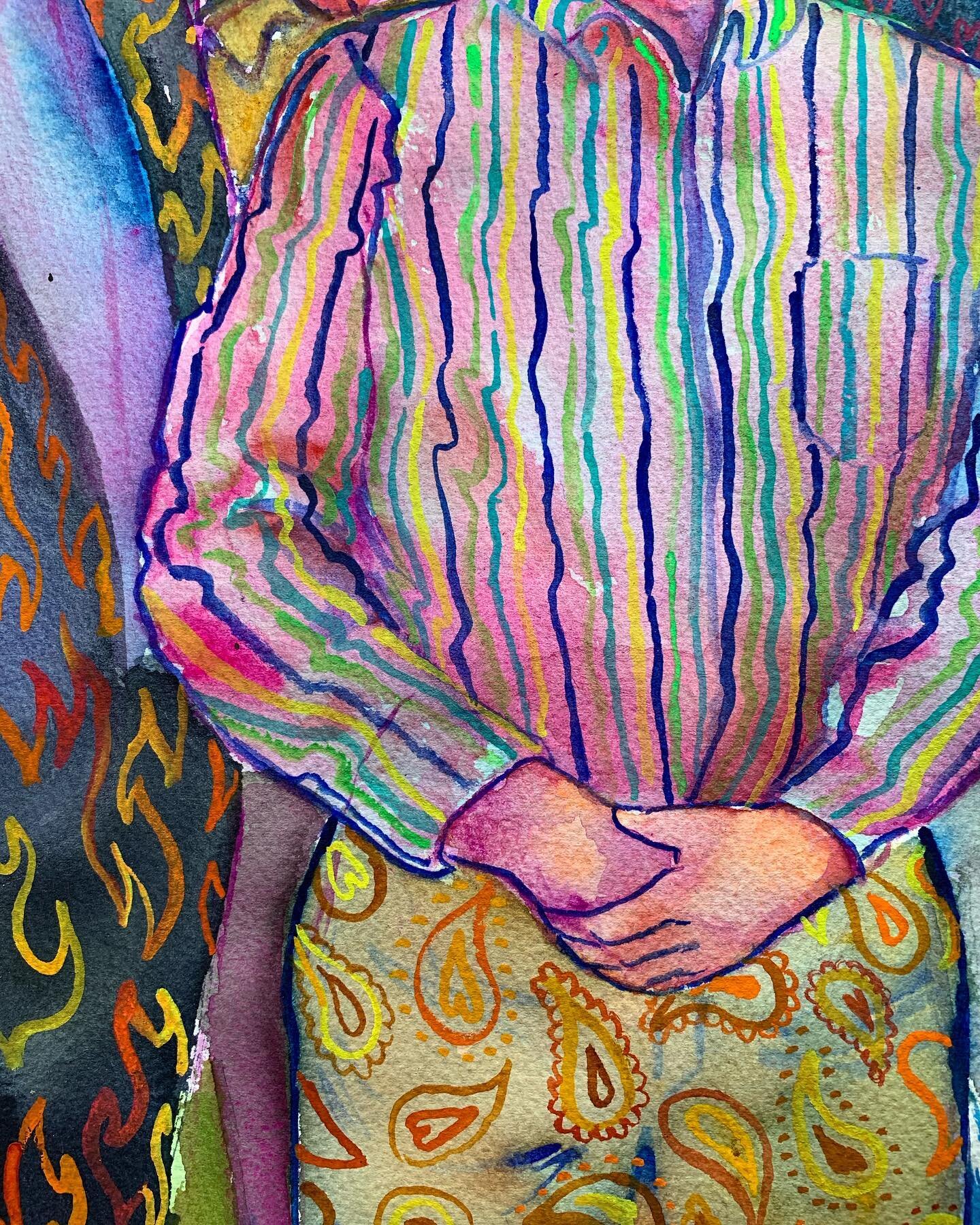 Closeup of a #wip 

#wipwednesday #wipart #watercolor #watercolorpainting #watercolorart #watercolour #queerart #queerartist #commission #commissionart #commissionartist #pattern #slcart #slcartist
