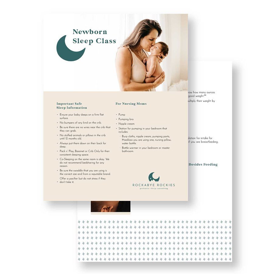 Handout design for @rockabyerockies 🌙- team of certified sleep consultants located in Denver, Co