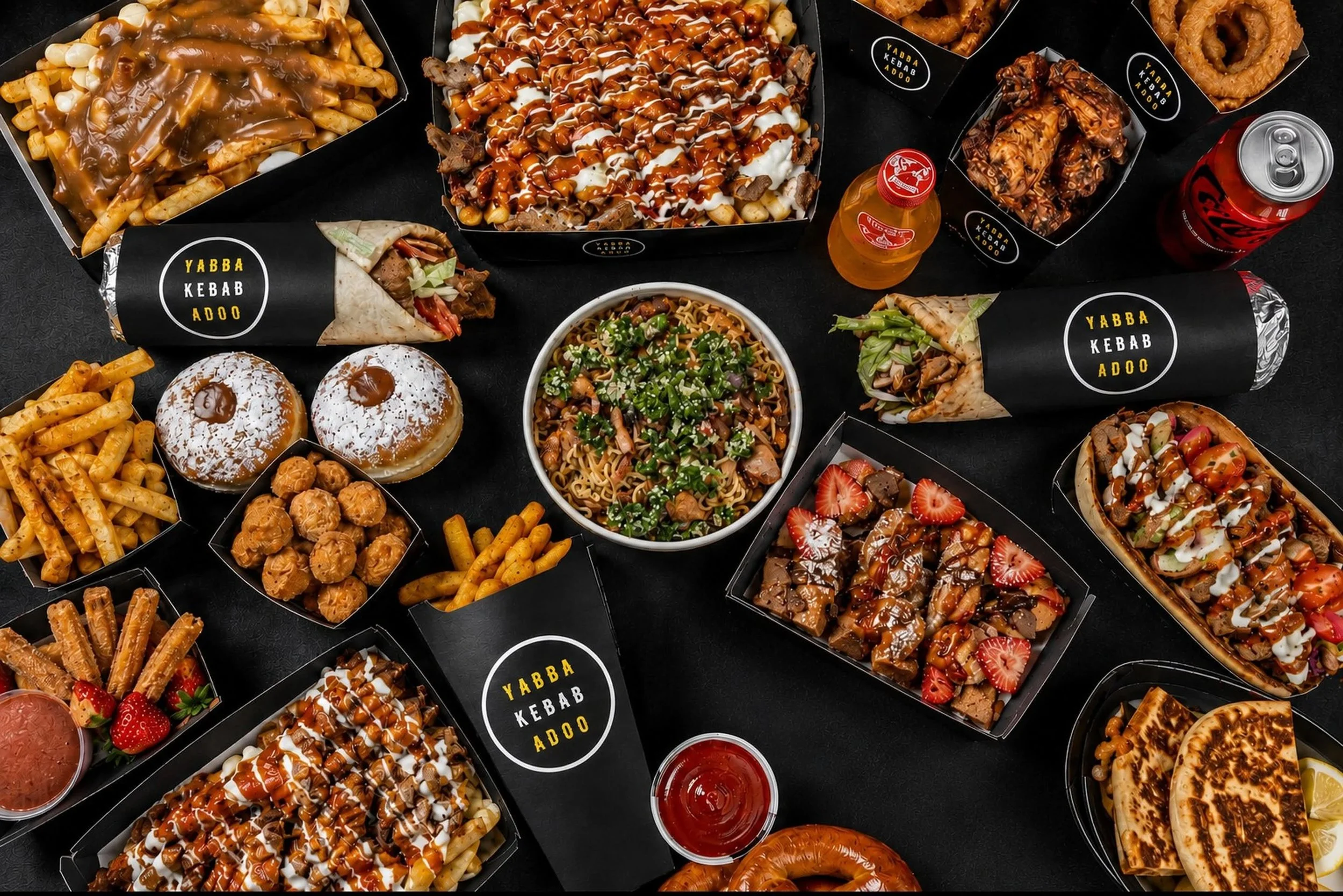 A delicious spread of kebabs and sides from Yabba Kebab Adoo at Winston Hills Mall