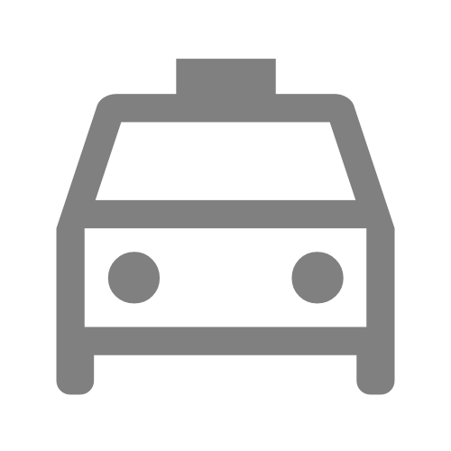 Icon of a taxi cab in a grey outline style.