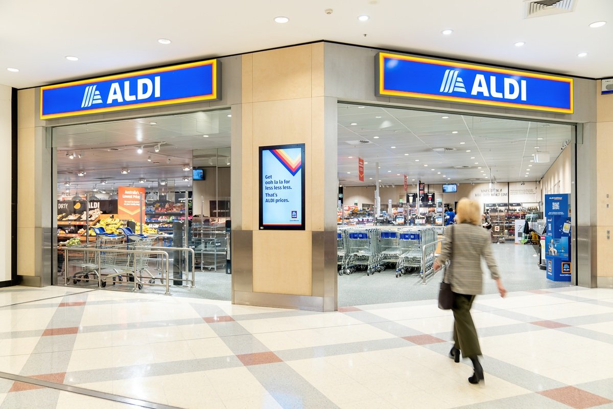 A woman shopping at Aldi in Winston Hills Mall