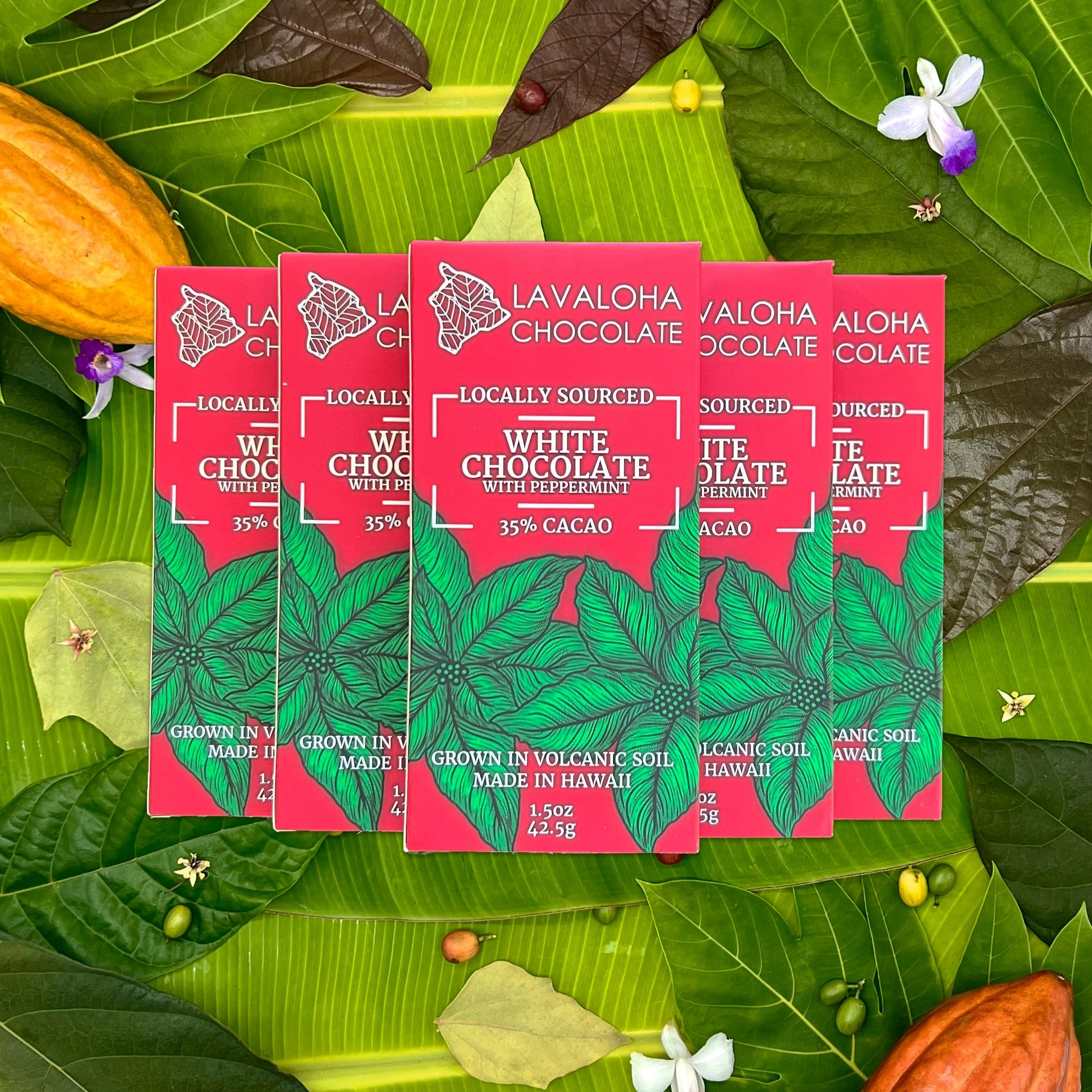 Hawaii Grown 35% White Chocolate with Peppermint