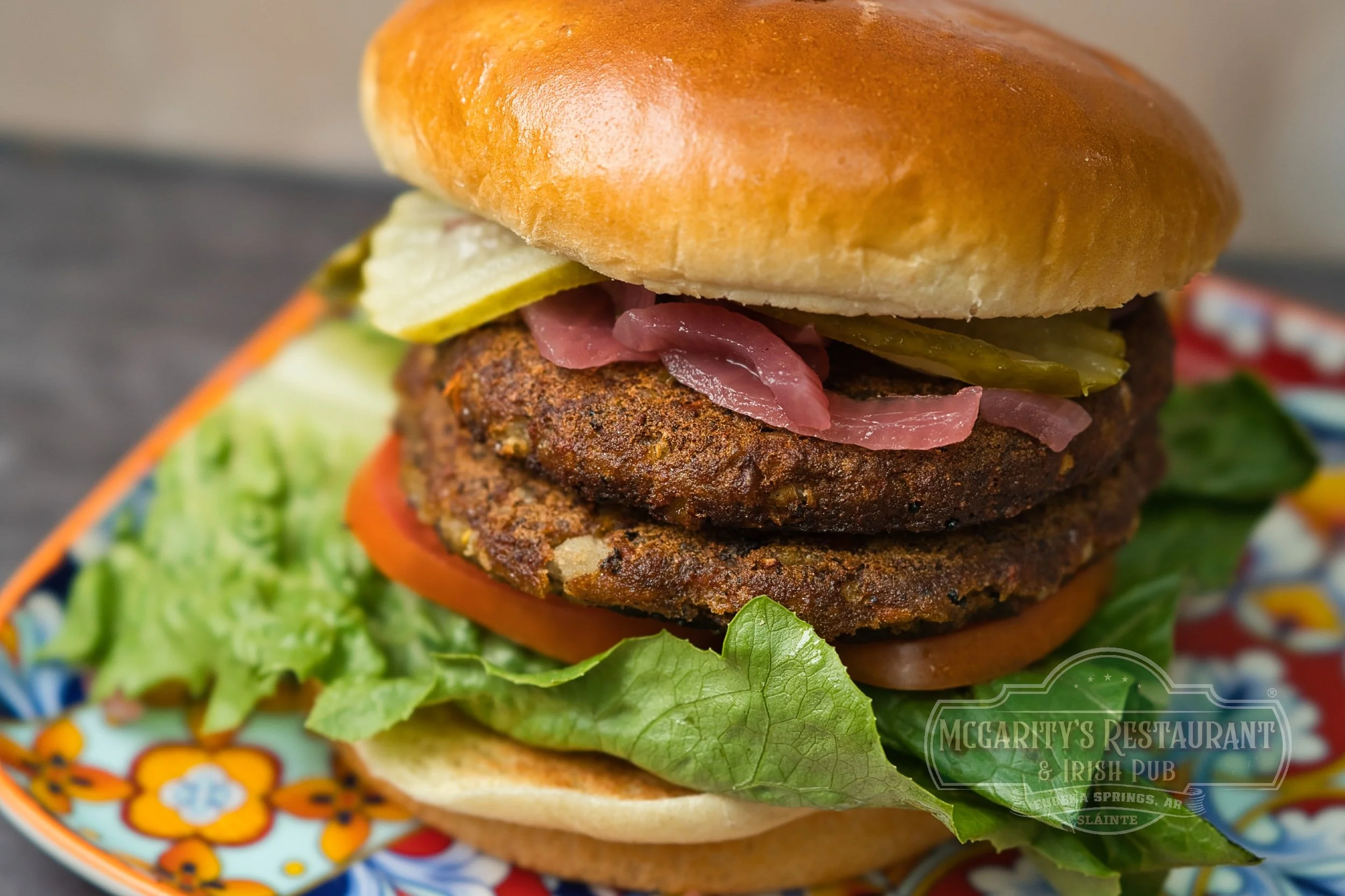 Dublin Black Bean Burger at McGarity’s in Eureka Springs.