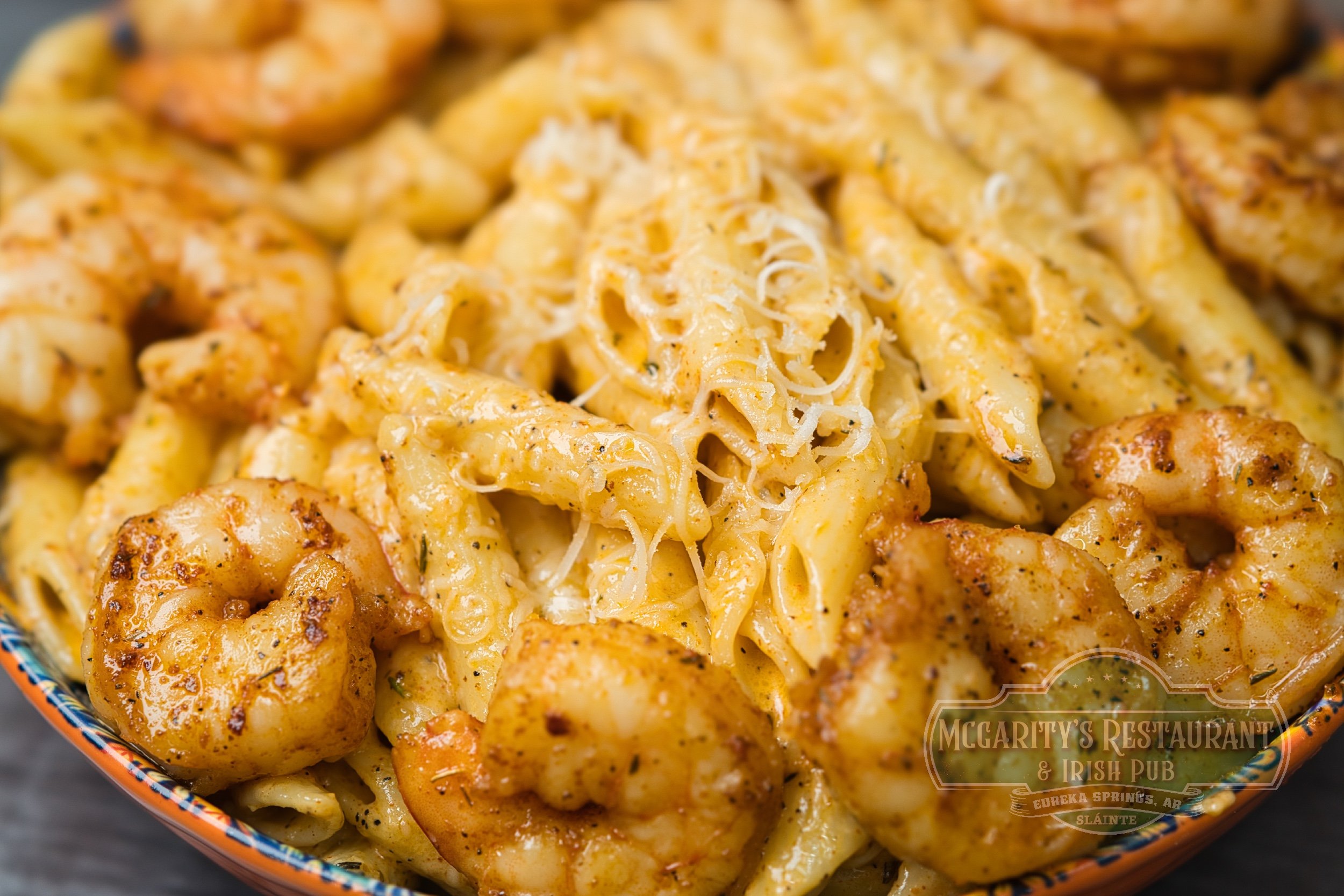 Garlic Shrimp Pasta at McGarity’s in Eureka Springs.