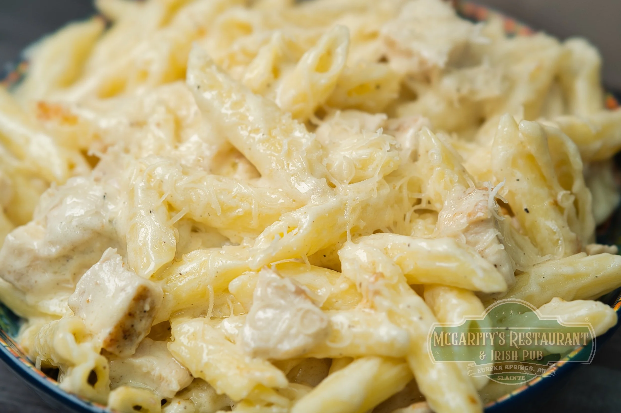 Chicken Alfredo with grilled chicken at McGarity’s in Eureka Springs.