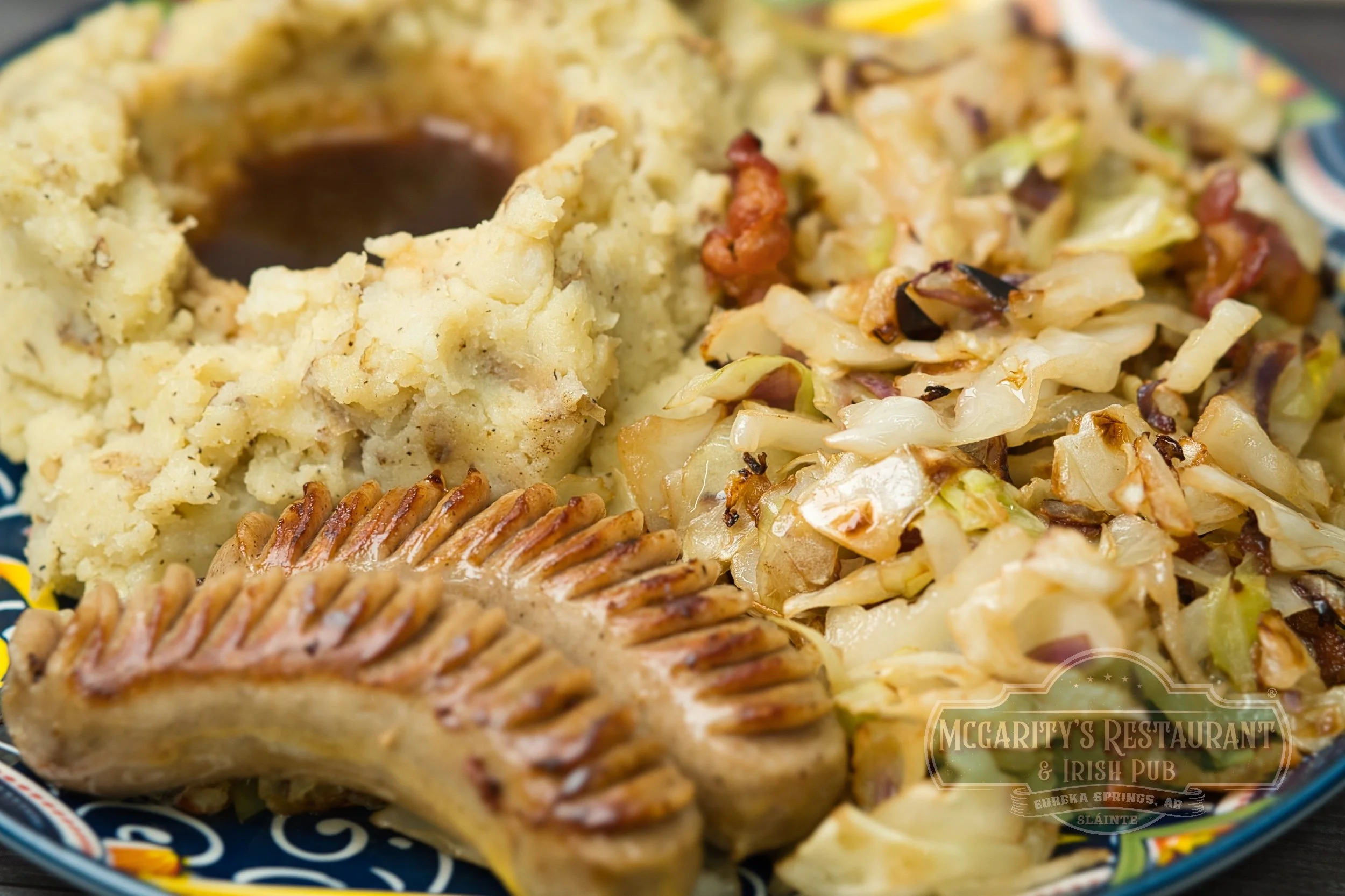 Irish Bangers and Mash at McGarity’s in Eureka Springs.