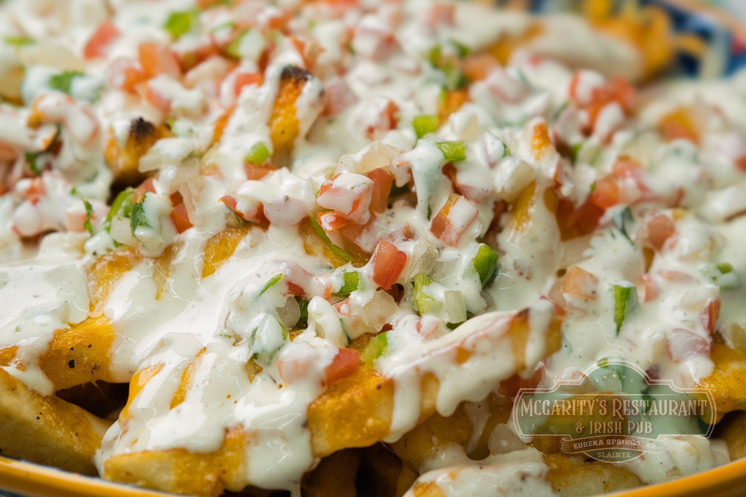 Irish Nachos with seasoned French fries at McGarity’s in Eureka Springs.