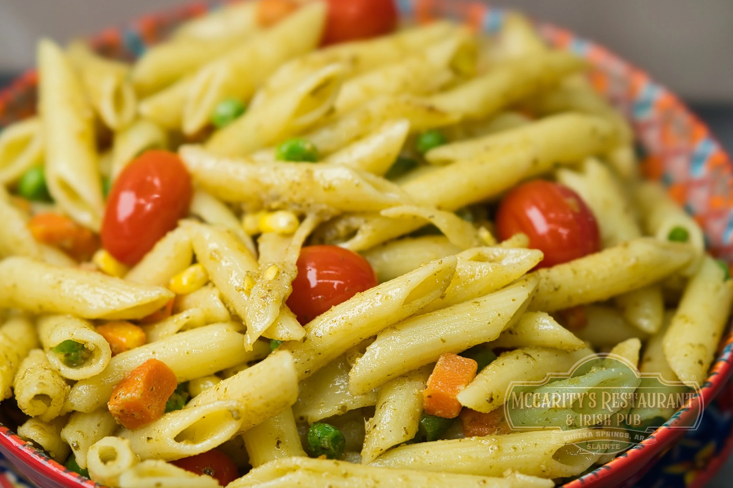Killarney Garden Pesto Pasta at McGarity’s in Eureka Springs.