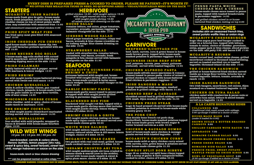 McGarity’s Main Menu
