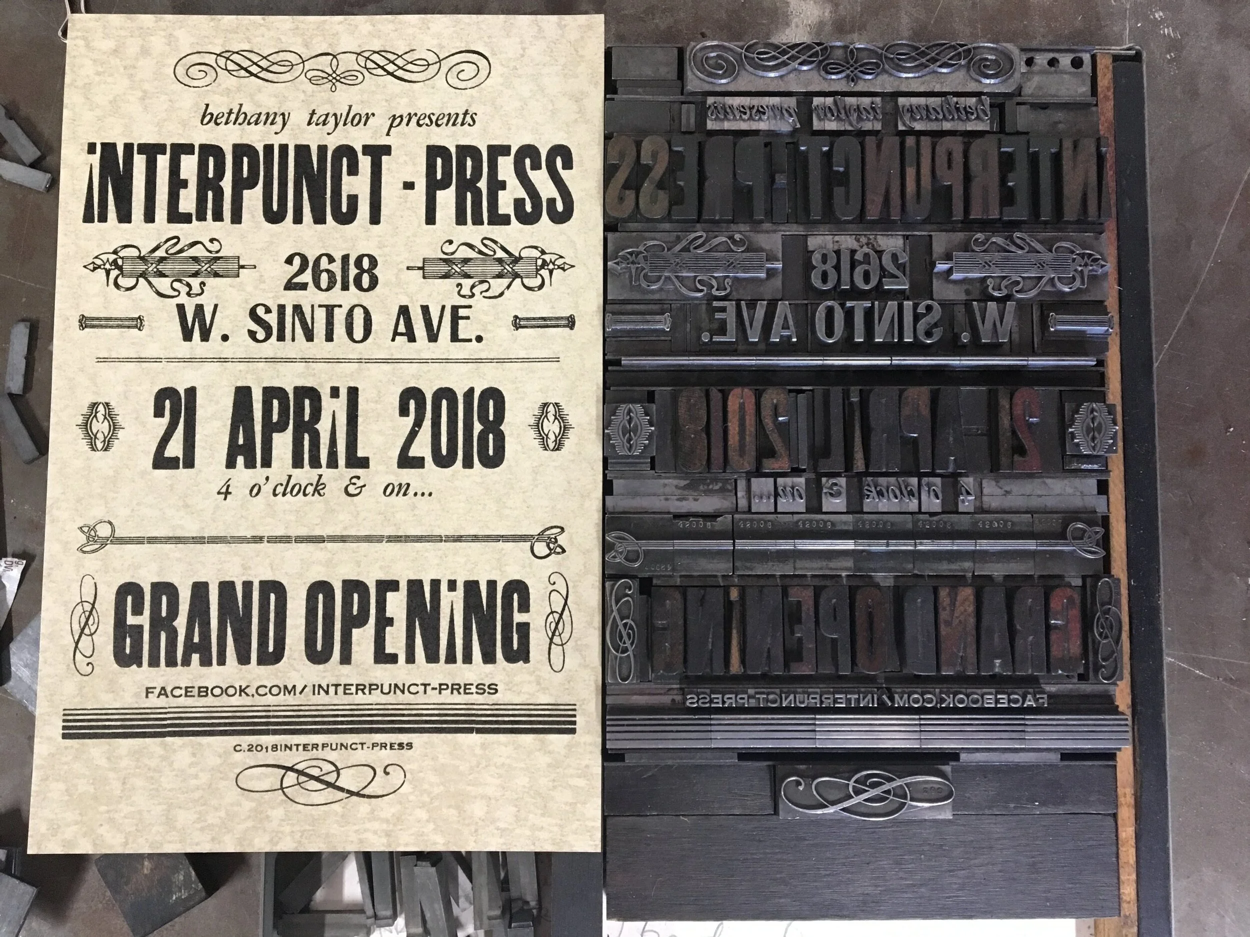 Printed invitation with type