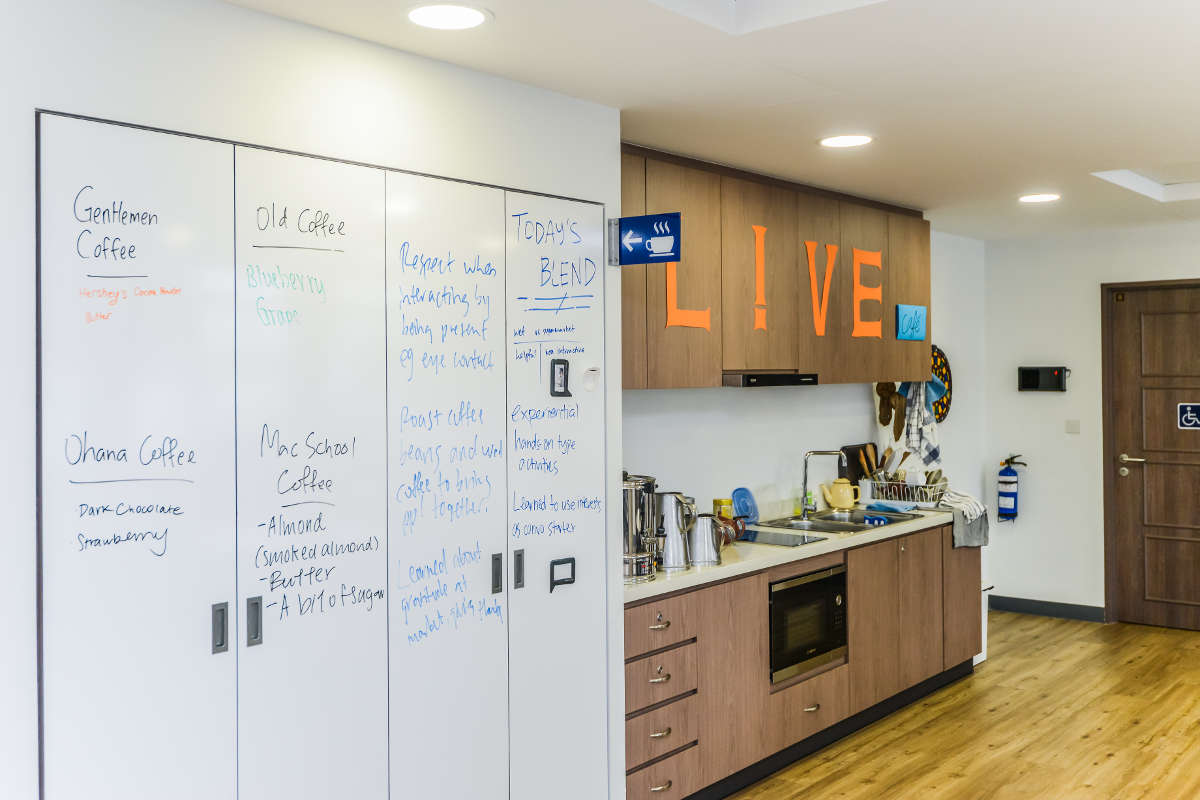 St Luke's ElderCare - Ideapaint on walls & cabinets, revitalising spaces for elderly